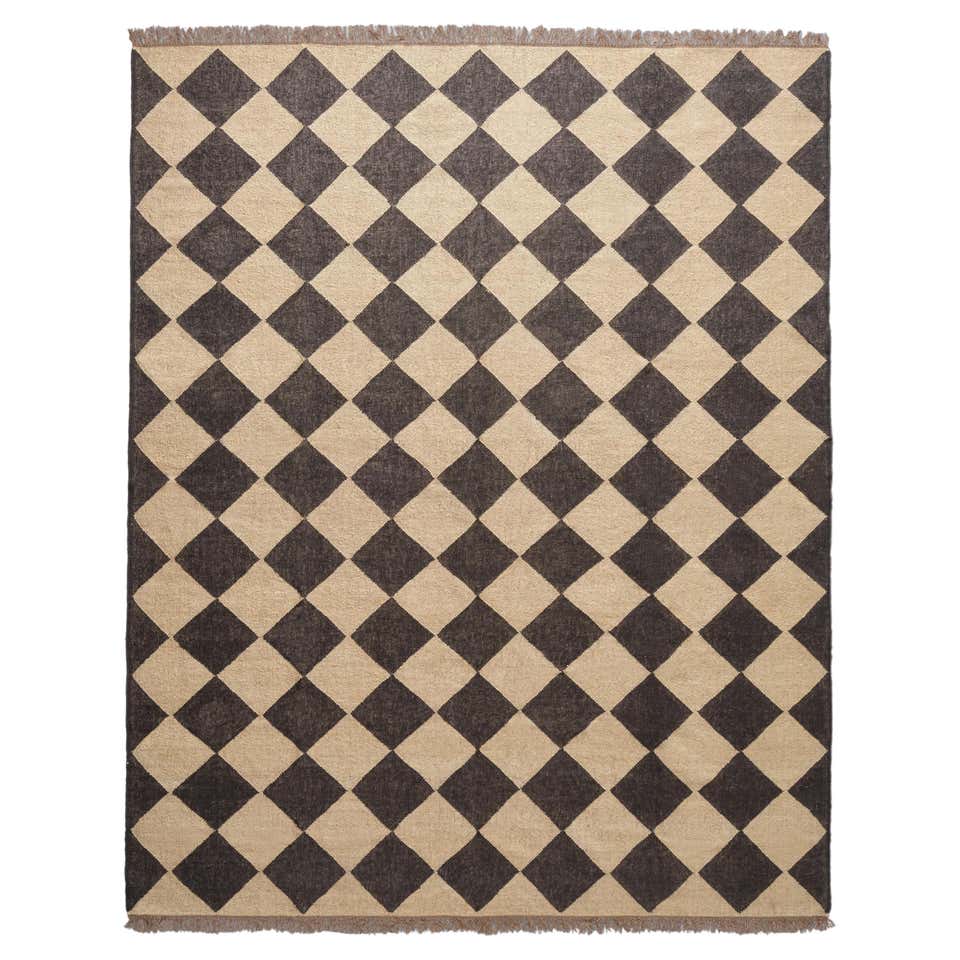 The Forsyth Checkerboard Rug - Big Checks in Off Black, 8x10 For Sale ...