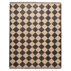 The Forsyth Checkerboard Rug - Diamond Check in Off Black, 8x10