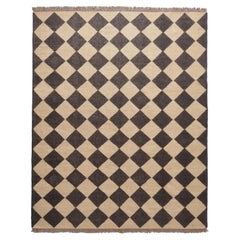 The Forsyth Checkerboard Rug - Diamond Checks in Off Black, 6x9