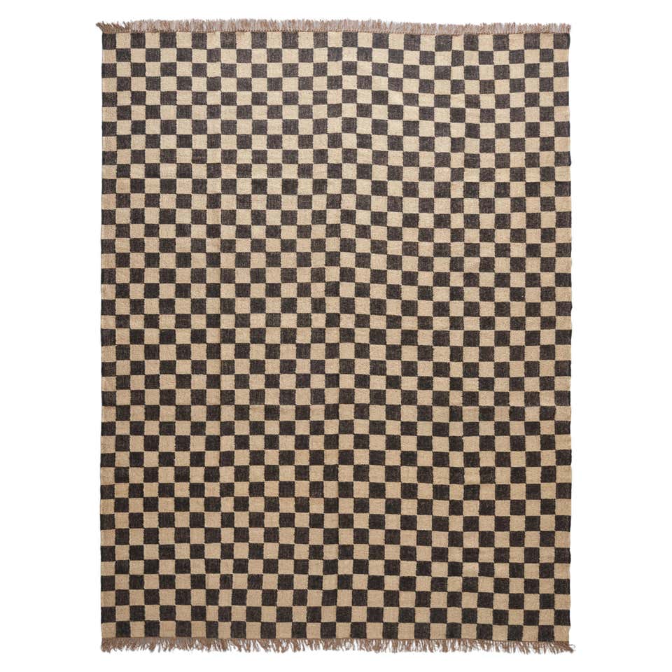 The Forsyth Checkerboard Rug - Off Black, 9x12 For Sale at 1stDibs