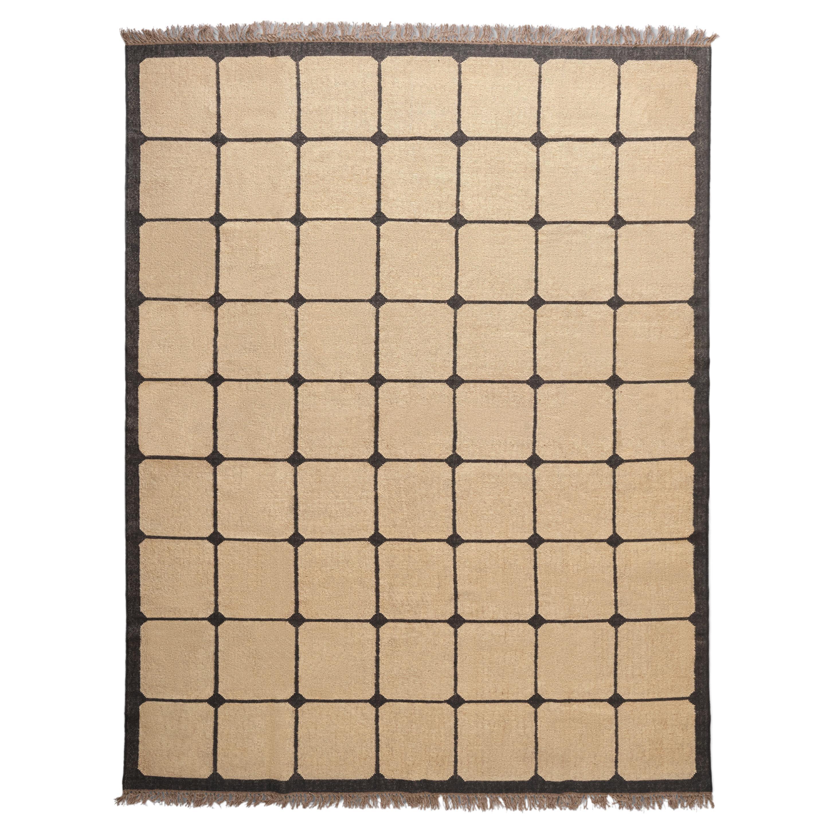 The Forsyth Checkerboard Rug - Tile Checks in Off Black, 8x10 For Sale