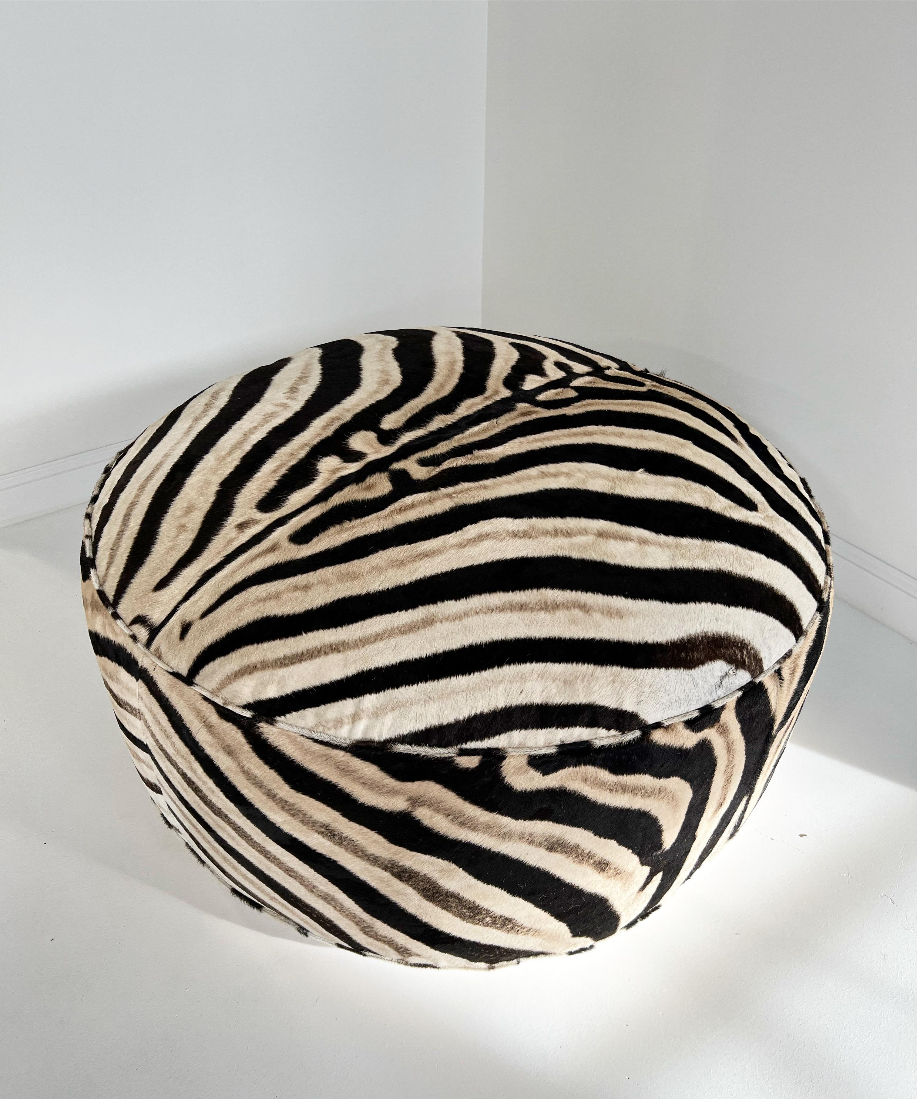 The Forsyth Cloud Ottoman in Zebra Hide For Sale 4