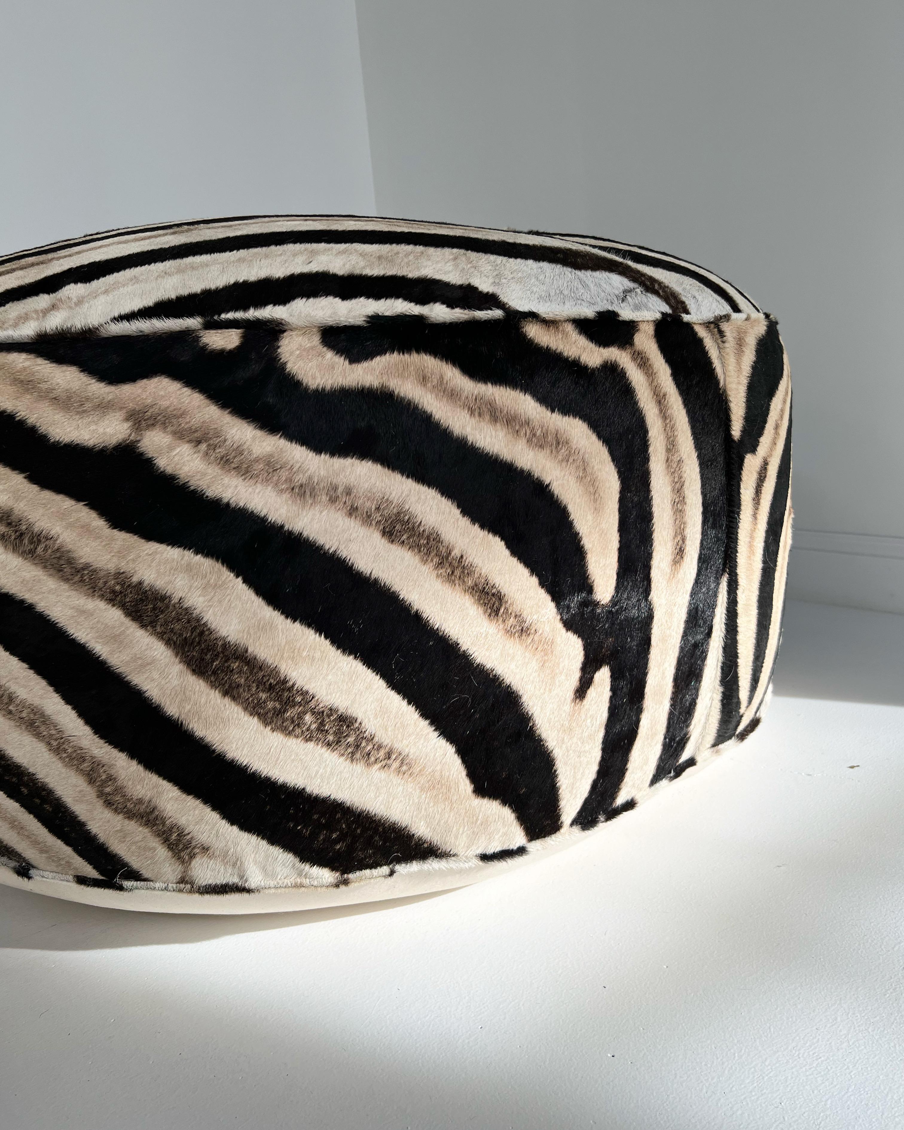 The Forsyth Cloud Ottoman in Zebra Hide For Sale 5