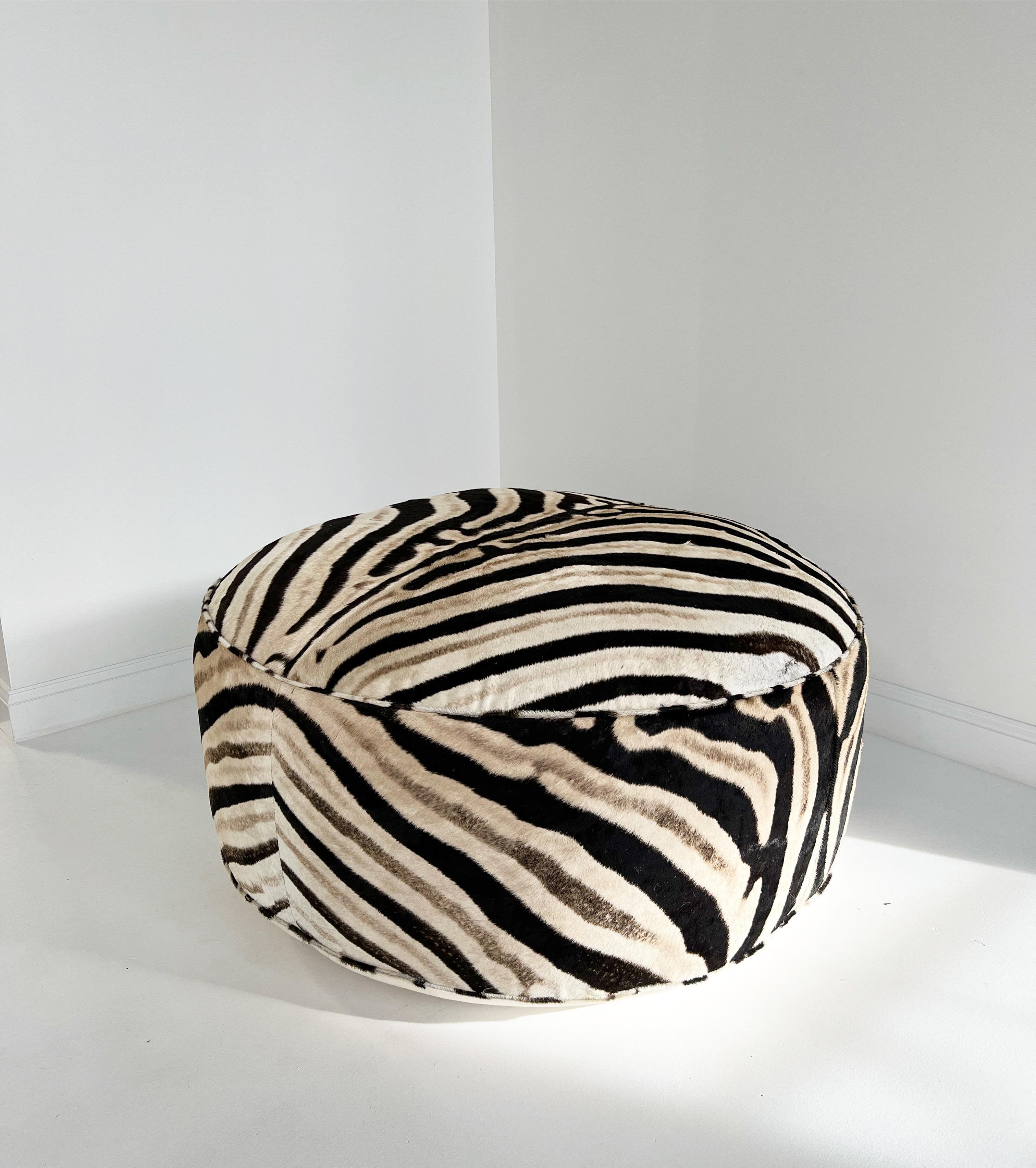 The Forsyth Cloud Ottoman in Zebra Hide For Sale 6