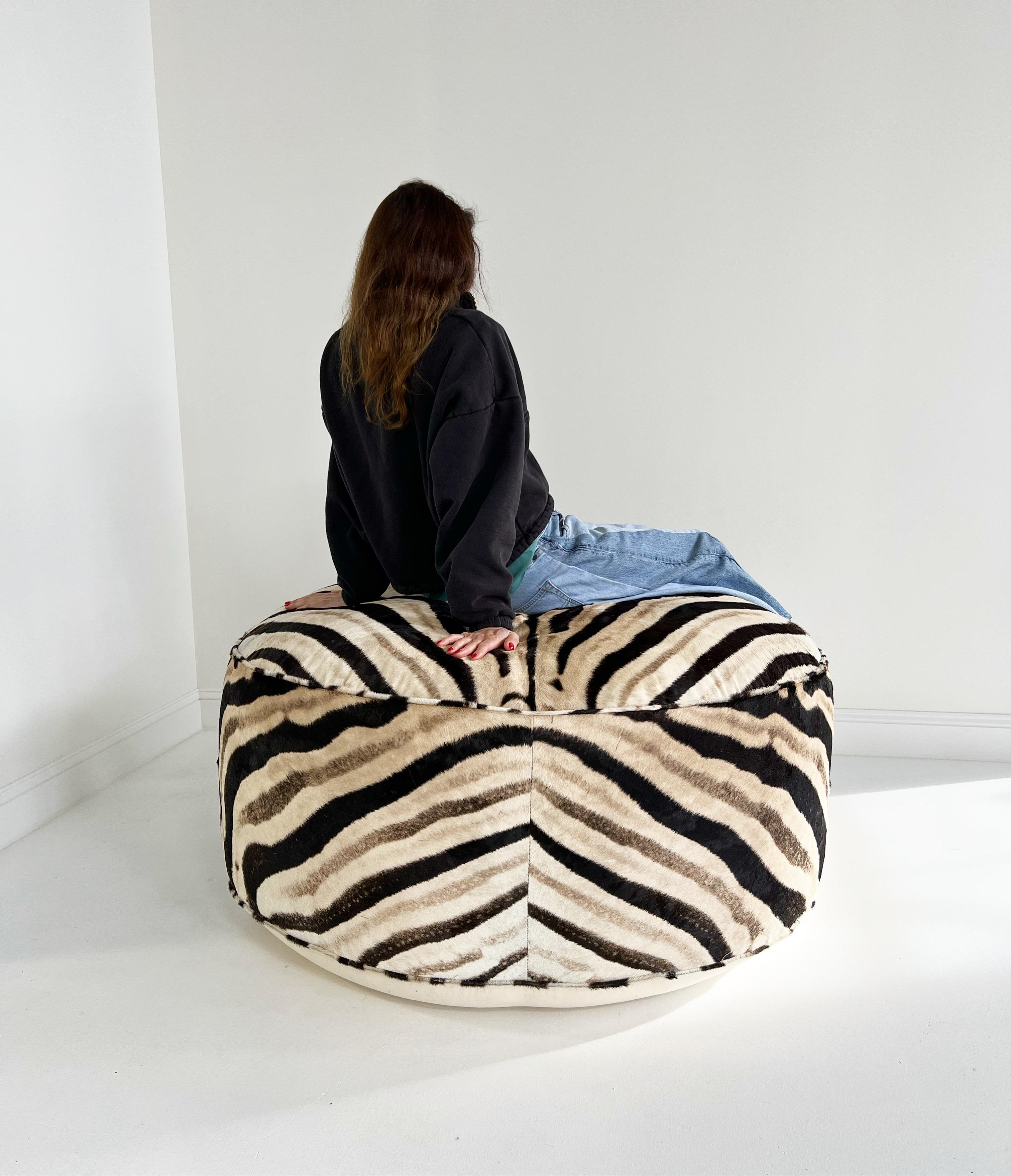 The Forsyth Cloud Ottoman in Zebra Hide For Sale 7