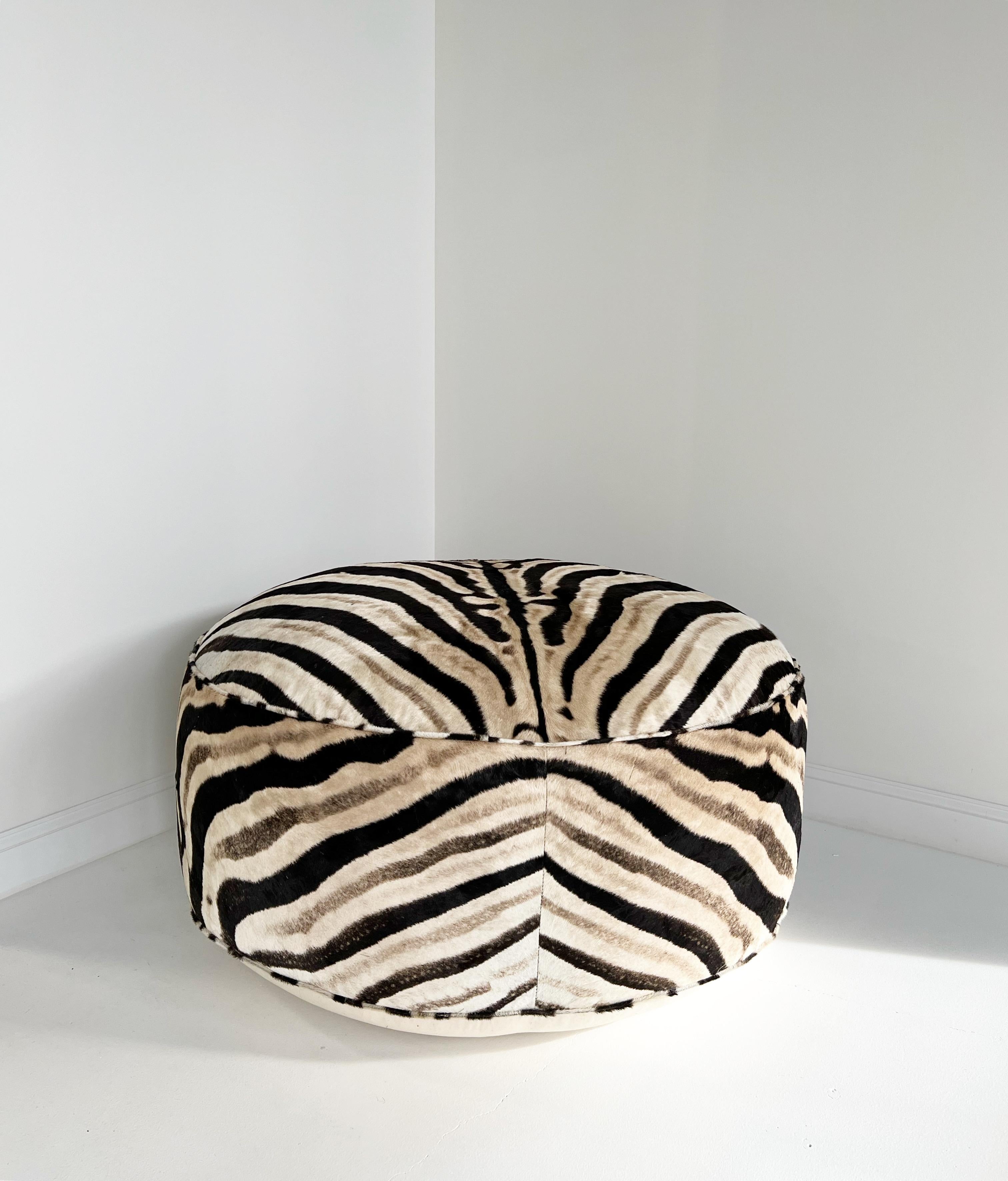 The Forsyth Cloud Ottoman in Zebra Hide For Sale 8