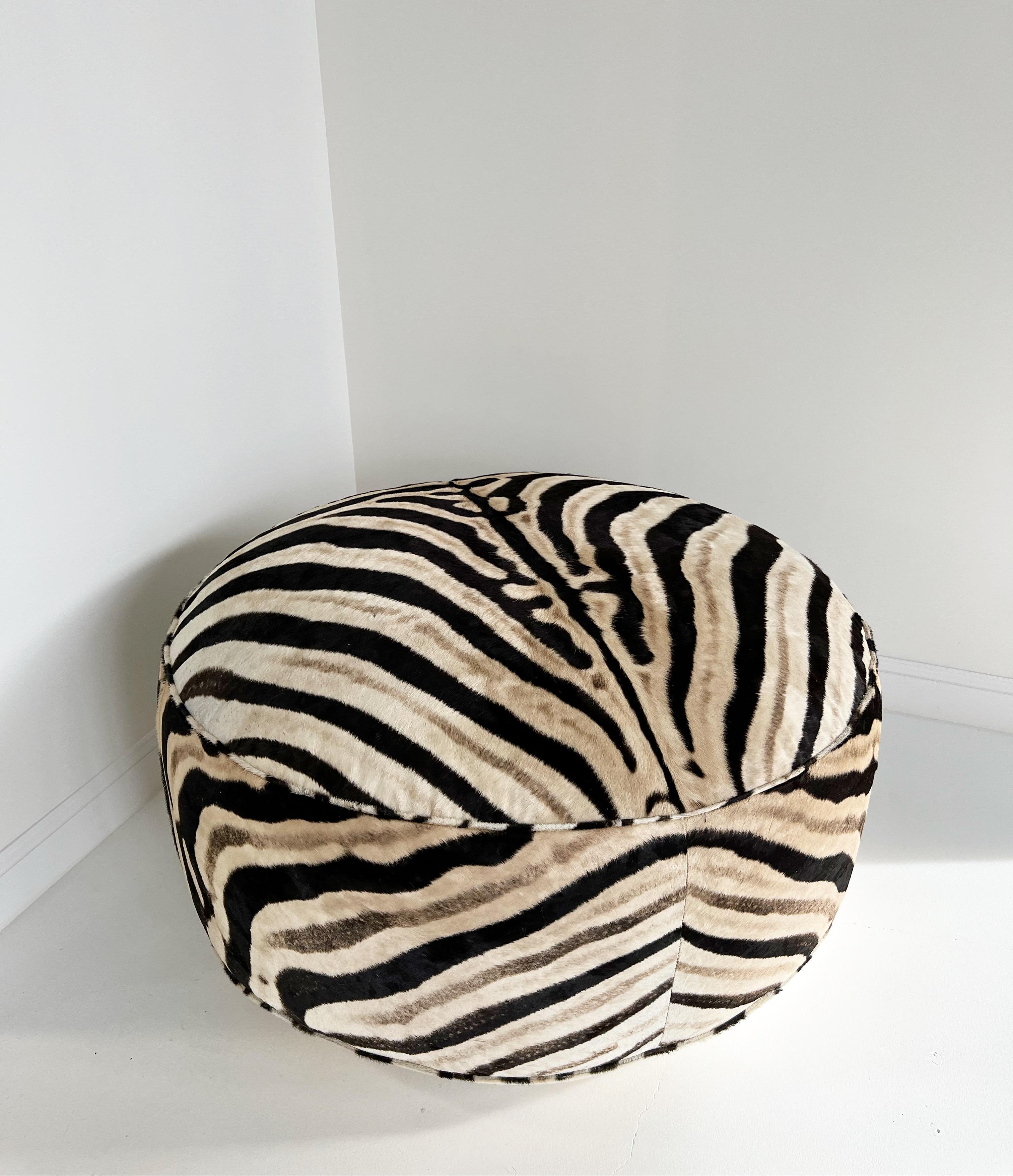 The Forsyth Cloud Ottoman in Zebra Hide For Sale 9