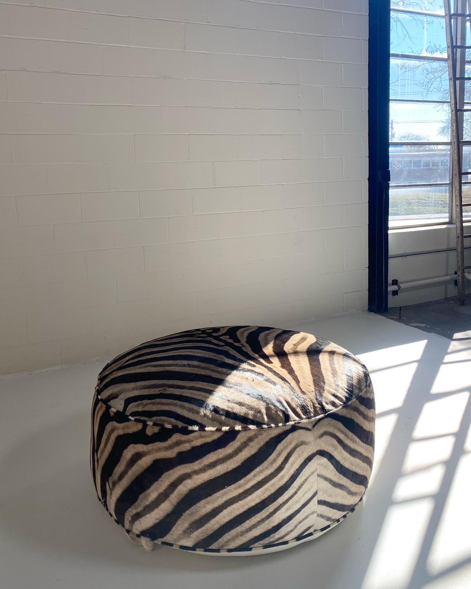 The Forsyth Cloud Ottoman in Zebra Hide In New Condition For Sale In SAINT LOUIS, MO