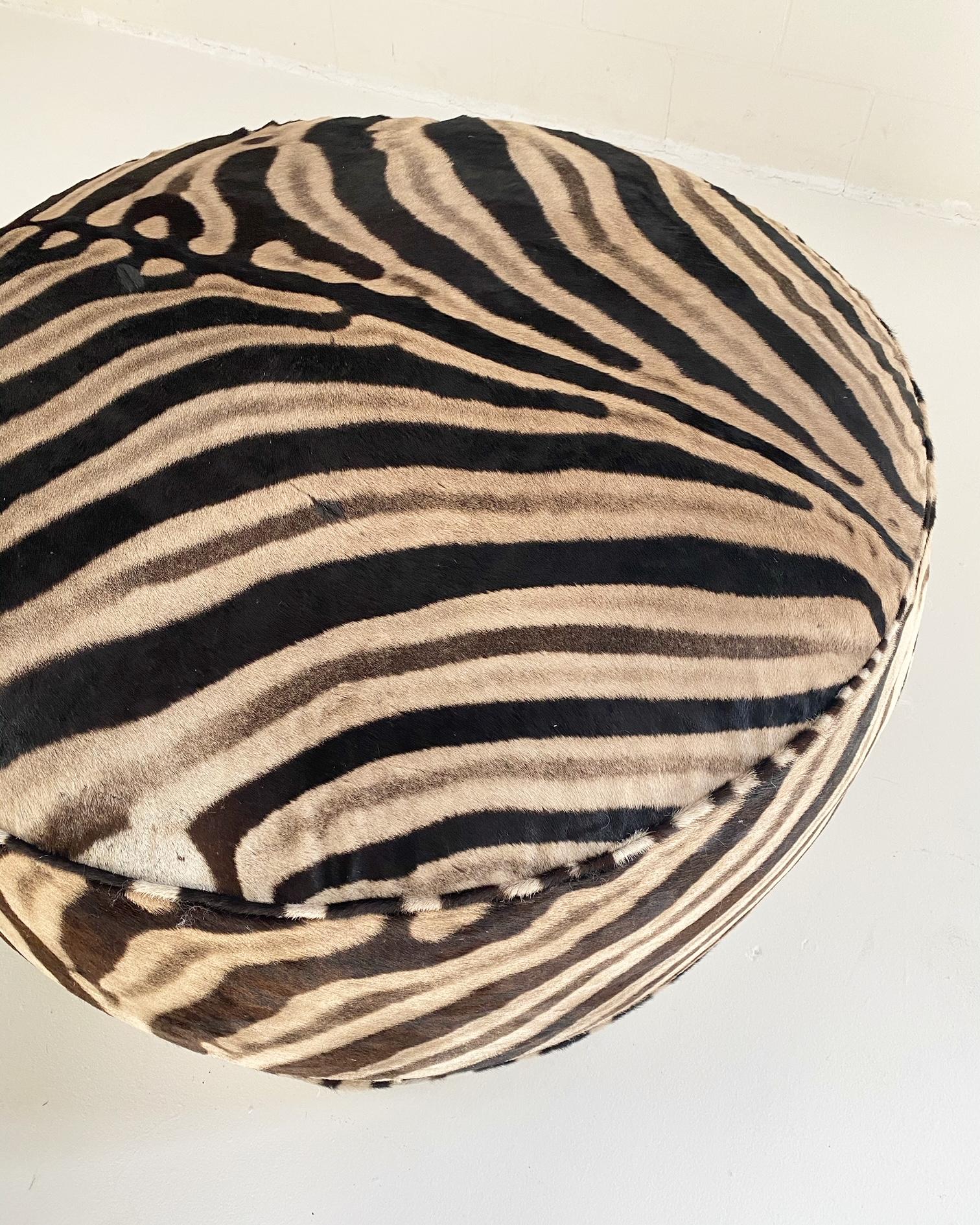 Contemporary The Forsyth Cloud Ottoman in Zebra Hide For Sale