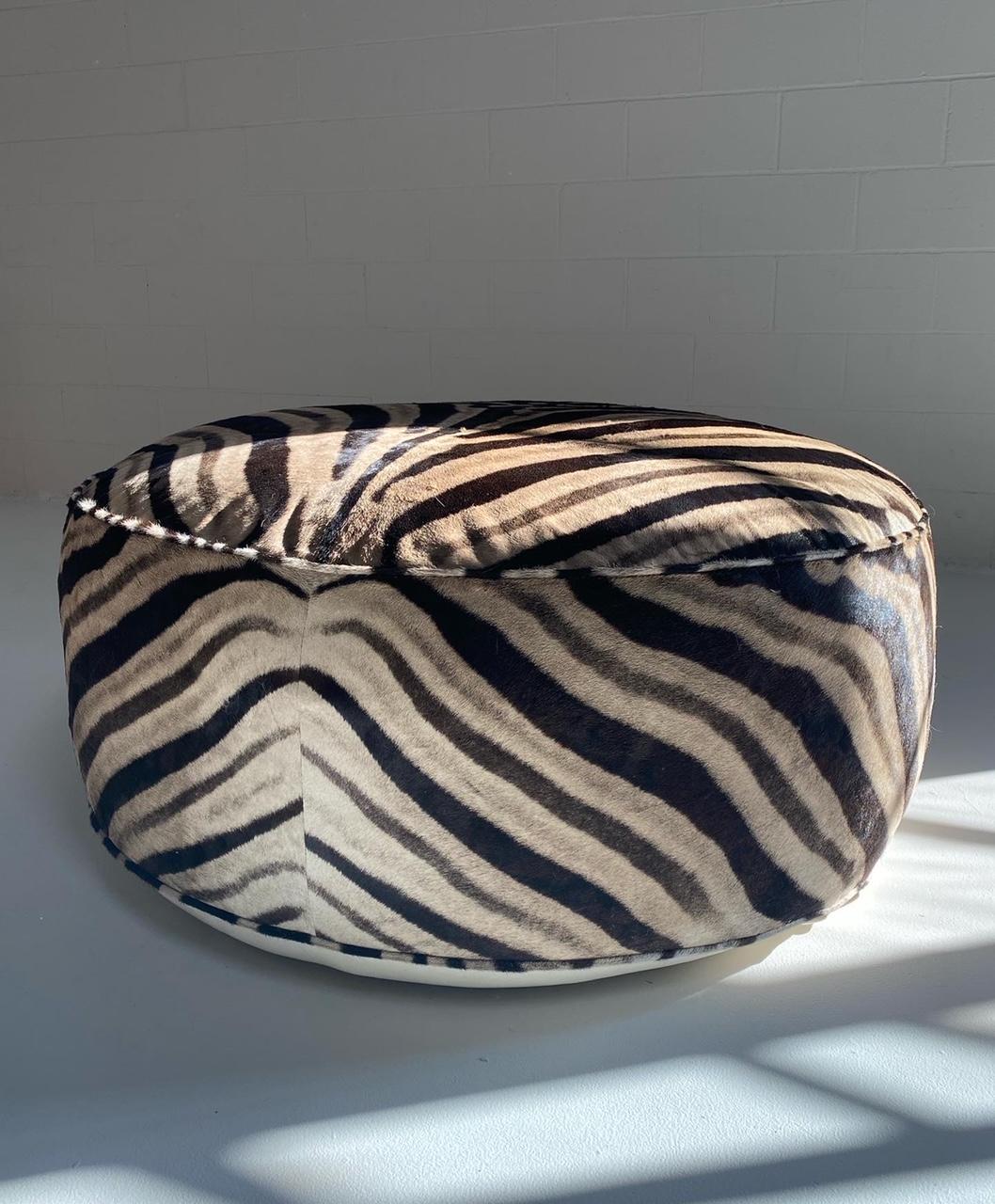 The Forsyth Cloud Ottoman in Zebra Hide For Sale 2