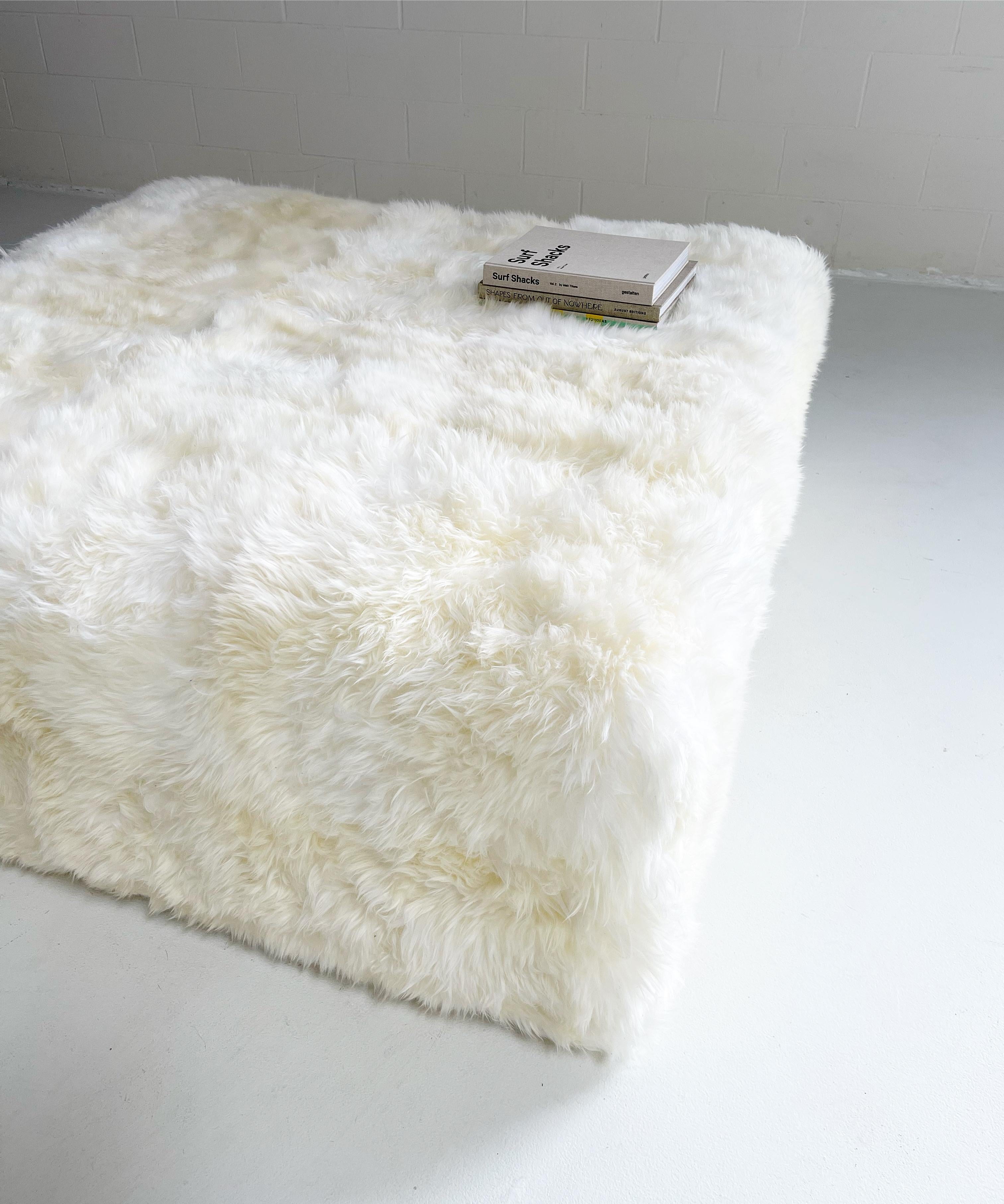 The Forsyth Large Ottoman in Sheepskin For Sale 1