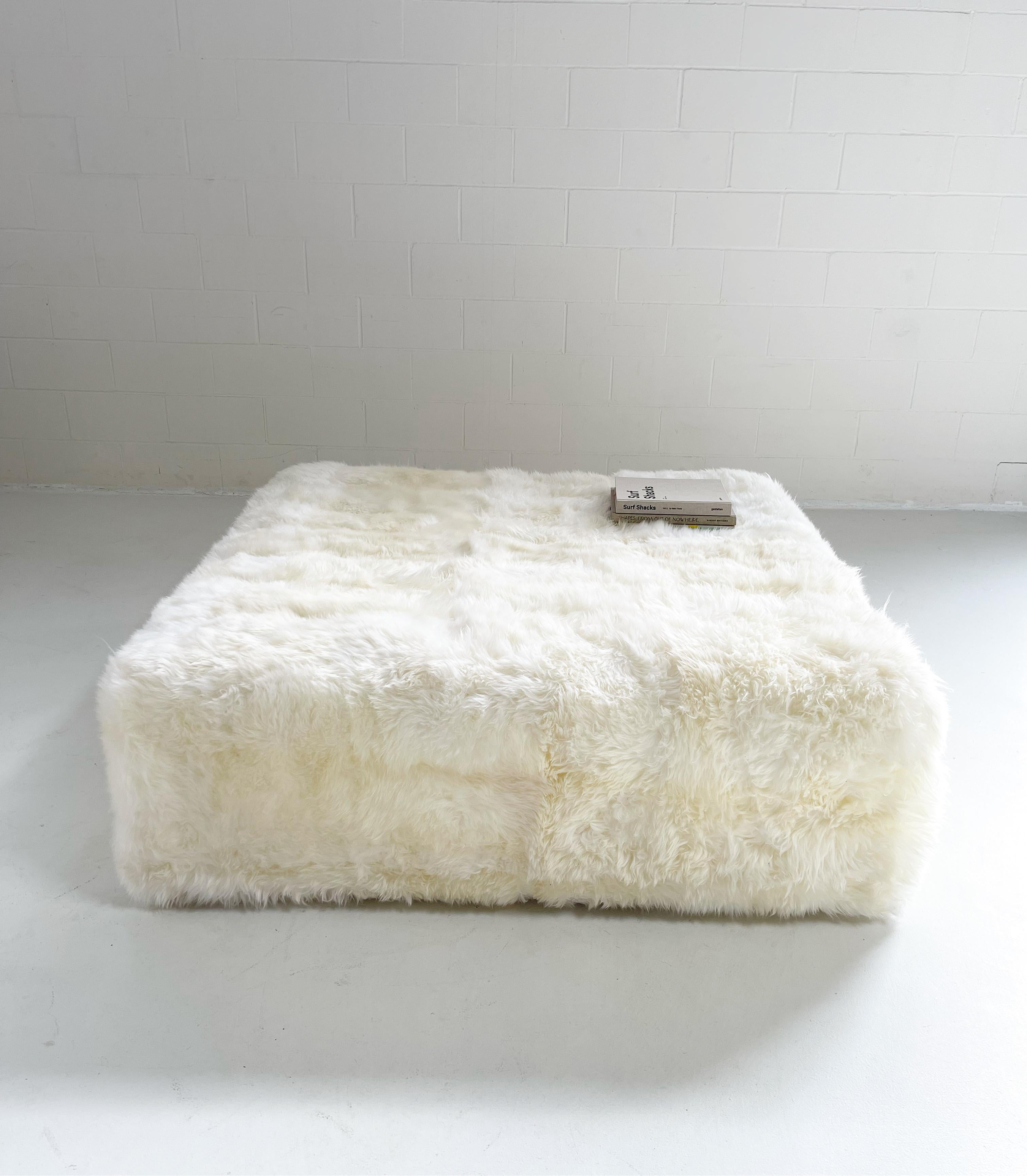 The Forsyth Large Ottoman in Sheepskin For Sale 2