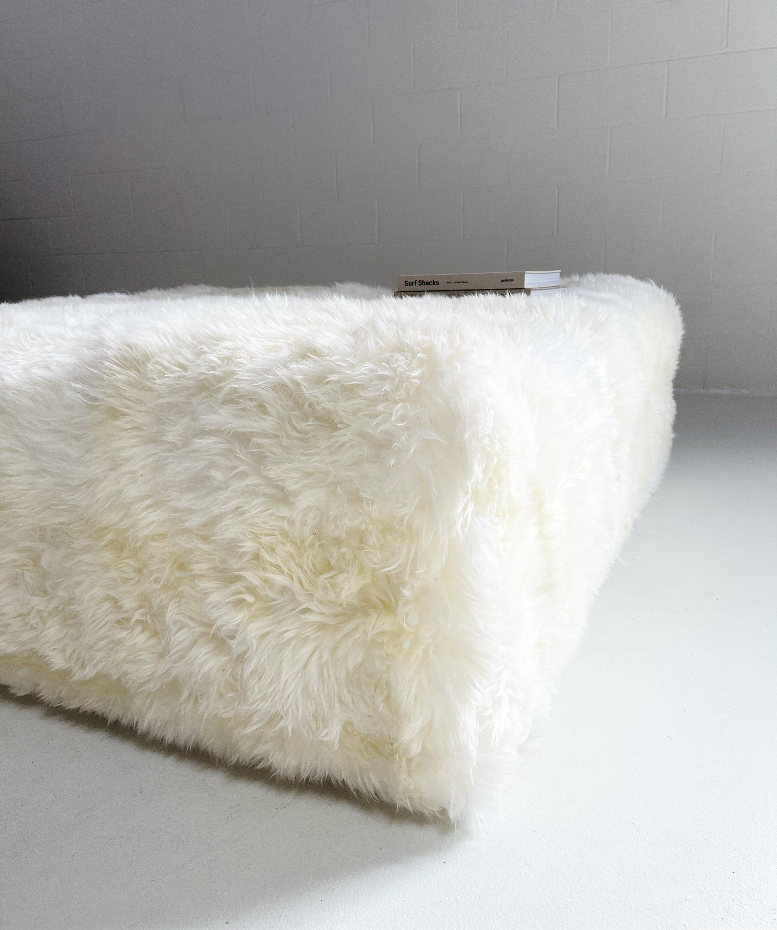 The Forsyth Large Ottoman in Sheepskin For Sale 3