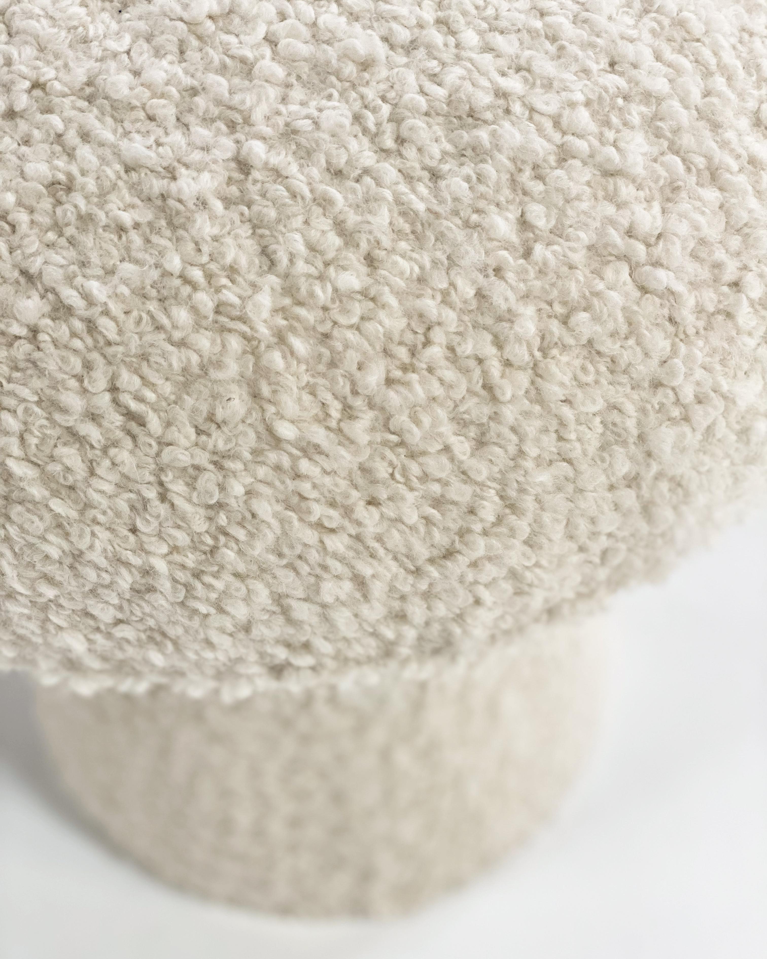 American Forsyth Mushroom Pouf Ottoman in Boucle For Sale