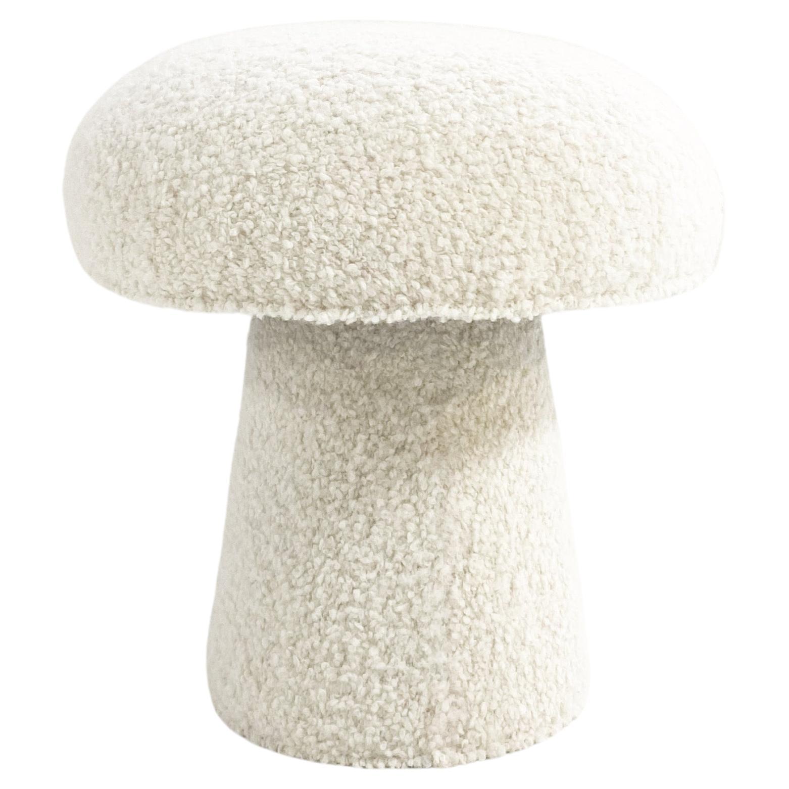 Forsyth Mushroom Pouf Ottoman in Boucle For Sale