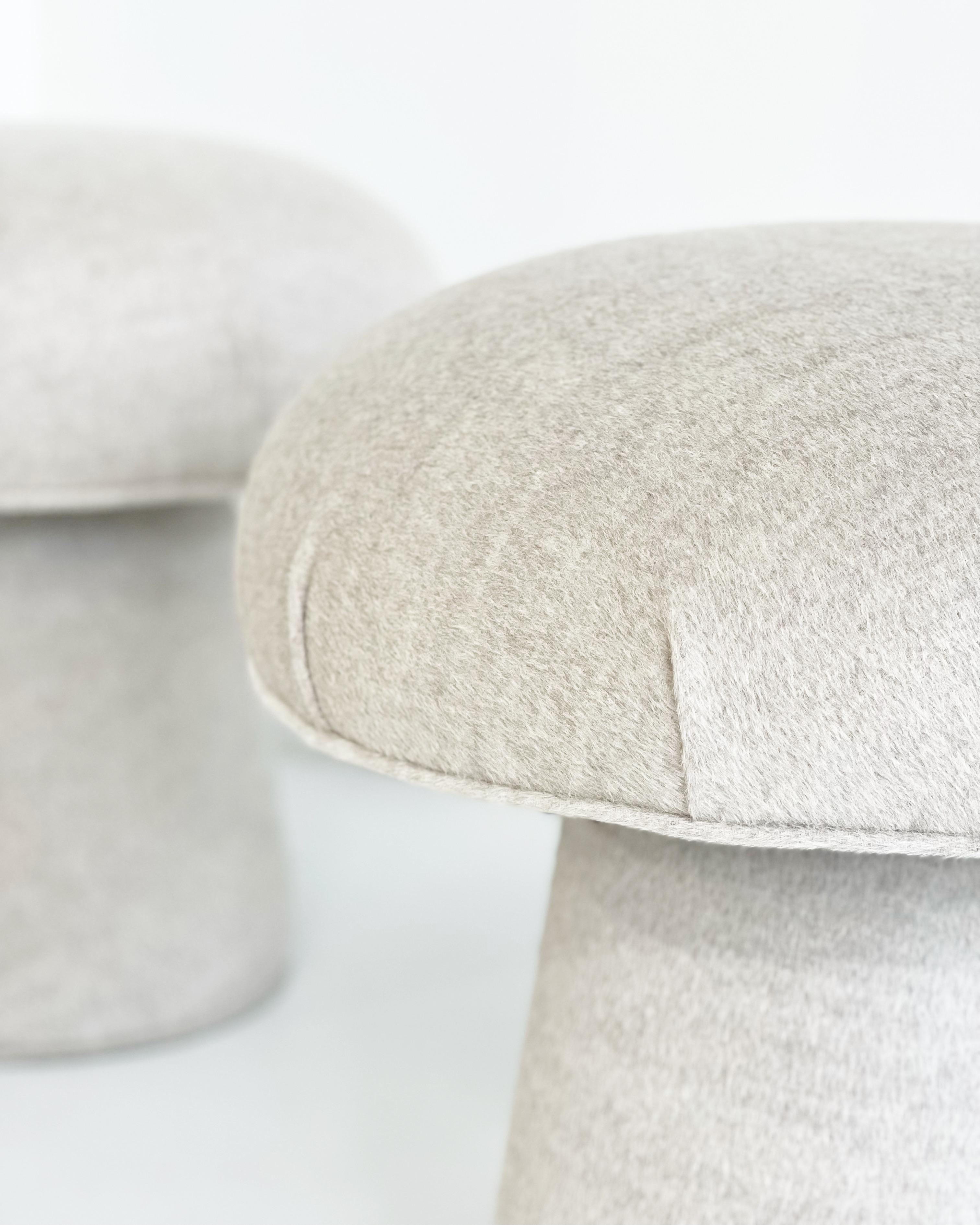Forsyth Mushroom Pouf Ottoman in Loro Piana Alpaca Wool In New Condition For Sale In SAINT LOUIS, MO
