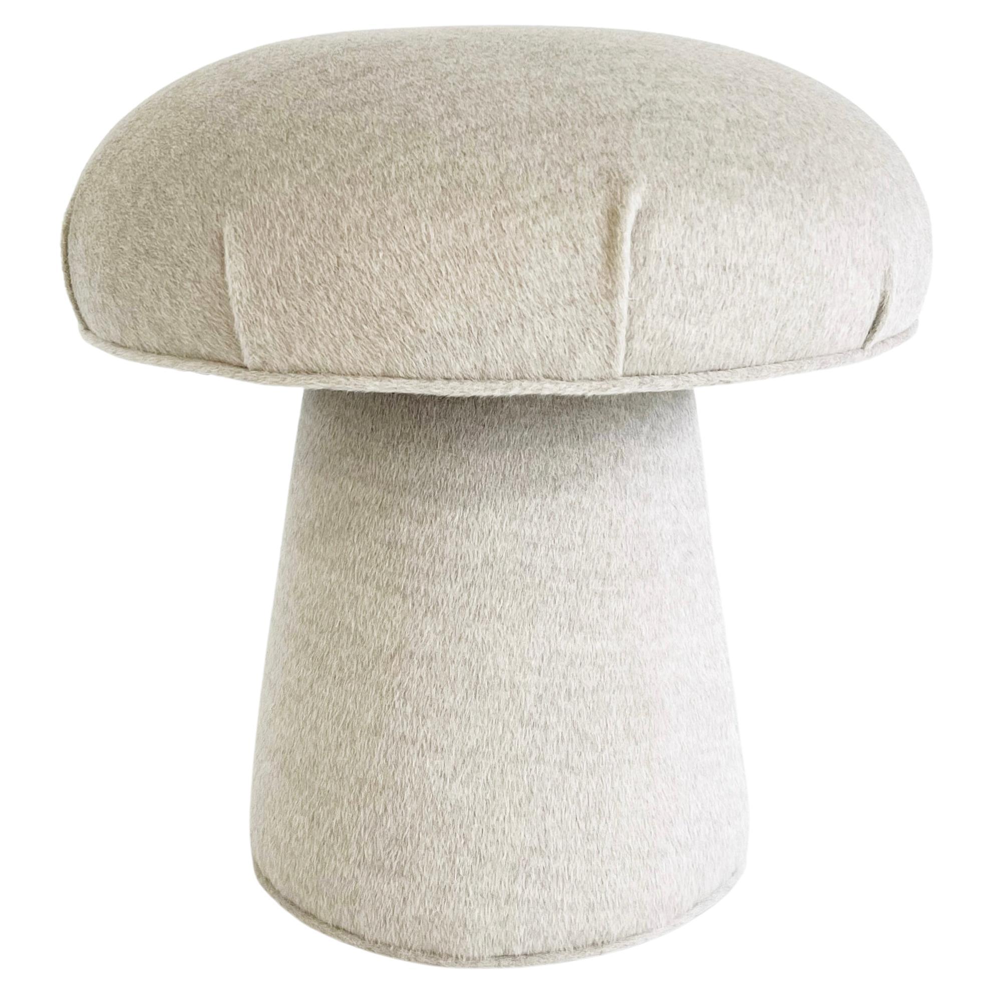 Forsyth Mushroom Pouf Ottoman in Loro Piana Alpaca Wool