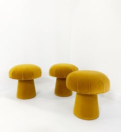 Forsyth Mushroom Pouf Ottoman in Loro Piana Velvet