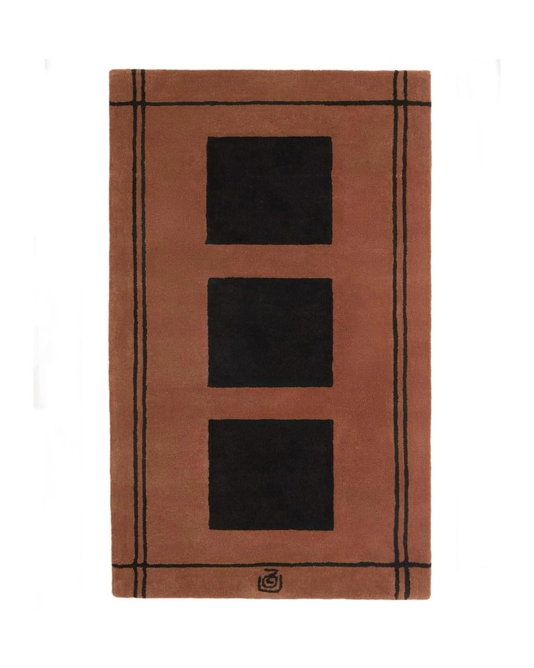 Cuir The Forsyth One-of-a-Kind Rug Ottoman with Zouzou Rug, 36 L x 62 L x 17 H in en vente