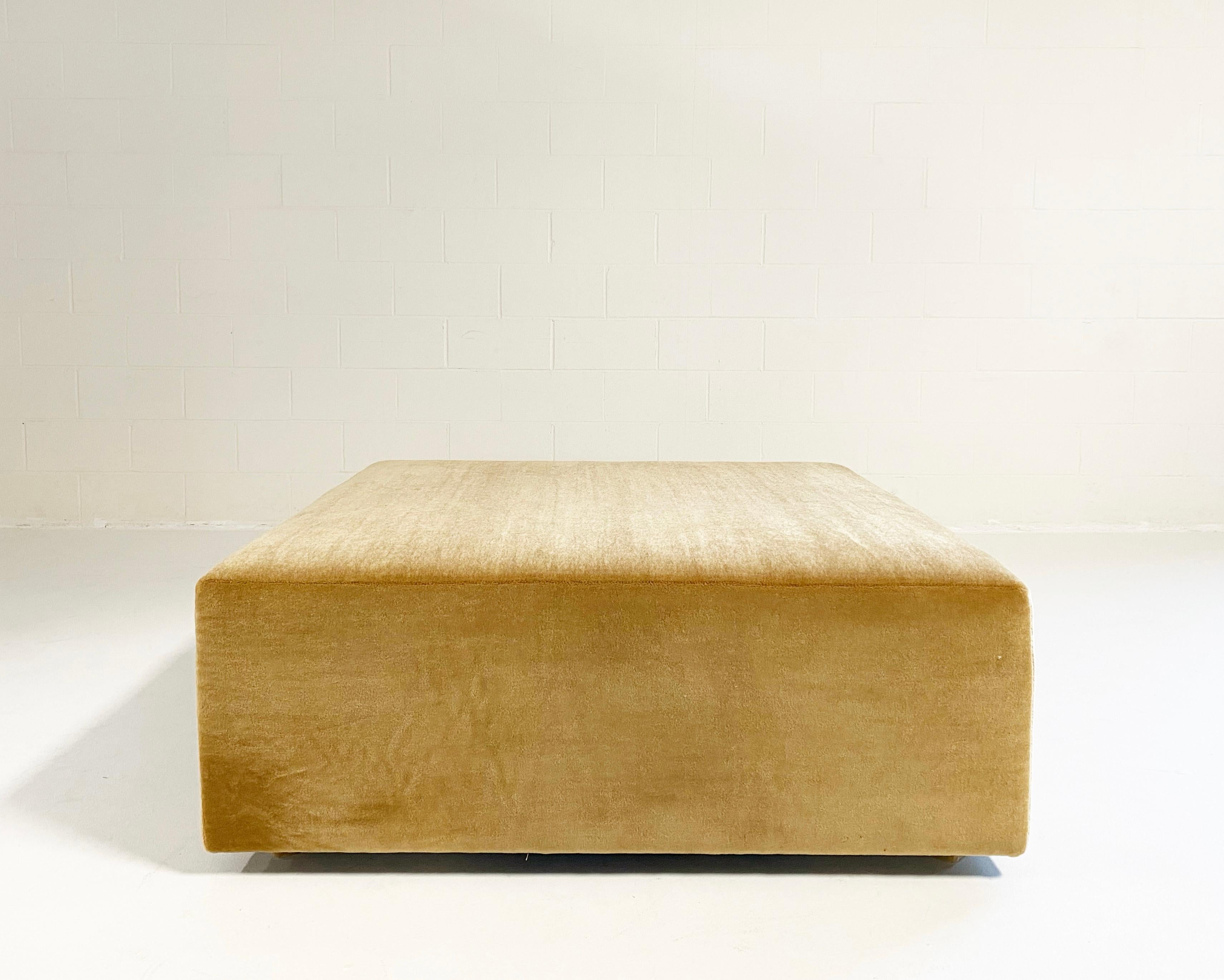 Contemporary The Forsyth Ottoman in Pierre Frey Mohair For Sale