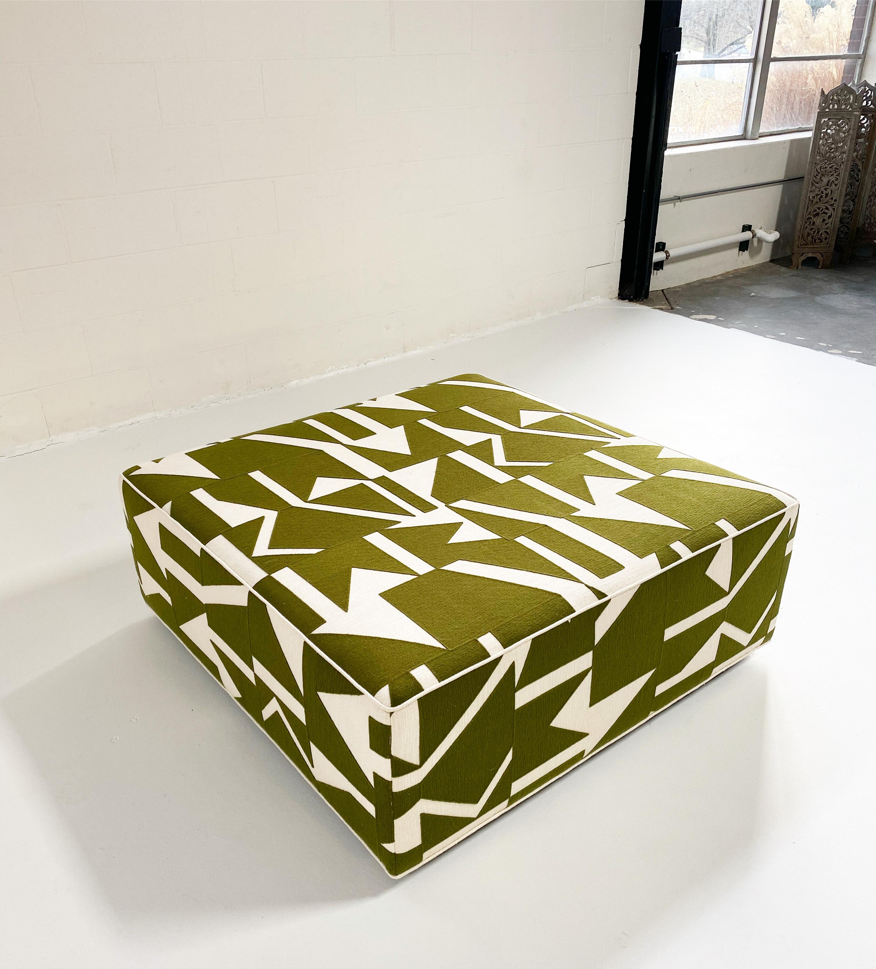 Forsyth Ottoman in Pierre Frey Wokabi Fabric For Sale 2