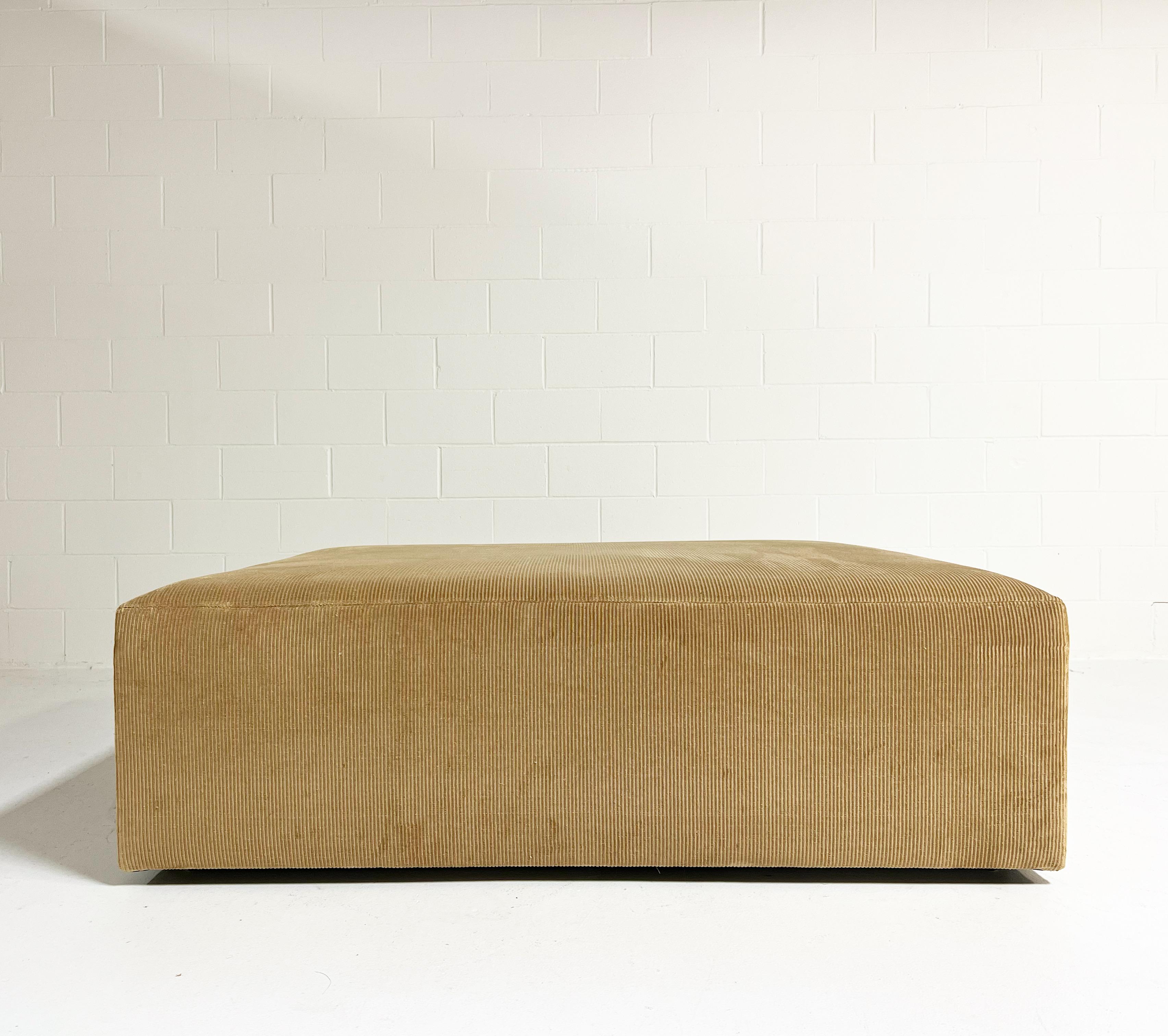 Mohair The Forsyth Ottoman in Rose Tarlow Corduroy, 48 x 60 in For Sale