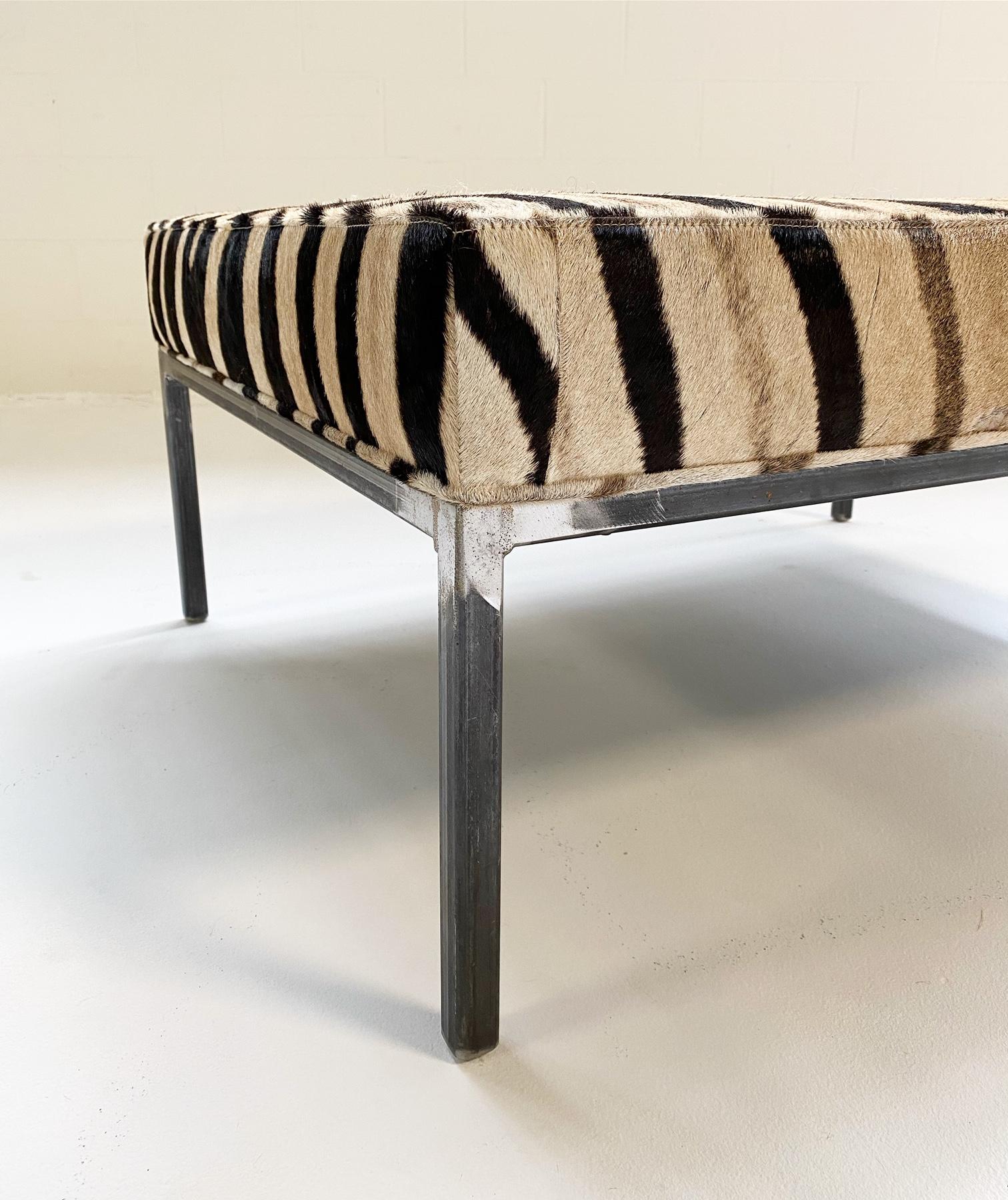 Forsyth Ottoman in Zebra Hide In New Condition For Sale In SAINT LOUIS, MO