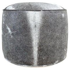 Forsyth Pouf Ottoman in Salt and Pepper Cowhide No. 07