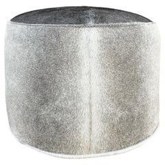 Forsyth Pouf Ottoman in Salt and Pepper Cowhide No. 09