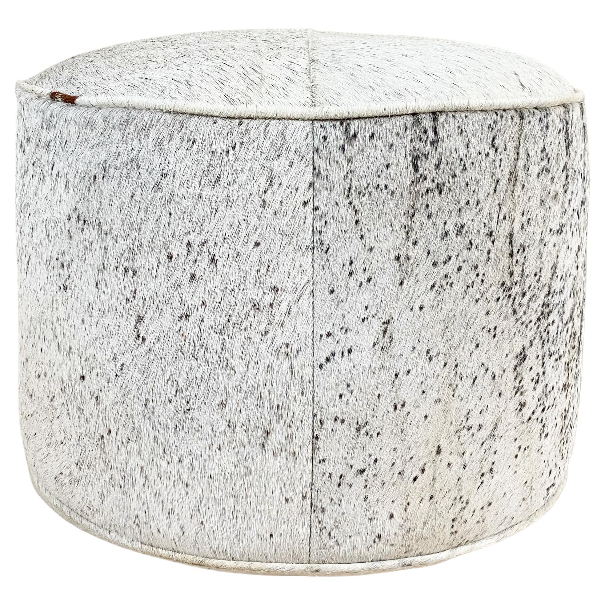 Black and White Cowhide Pouf Ottoman at 1stDibs white pouf ottoman