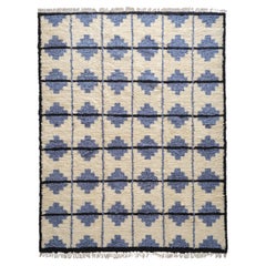 Shaggy Tile-Teppich von Forsyth – Blau und Creme, 8x10