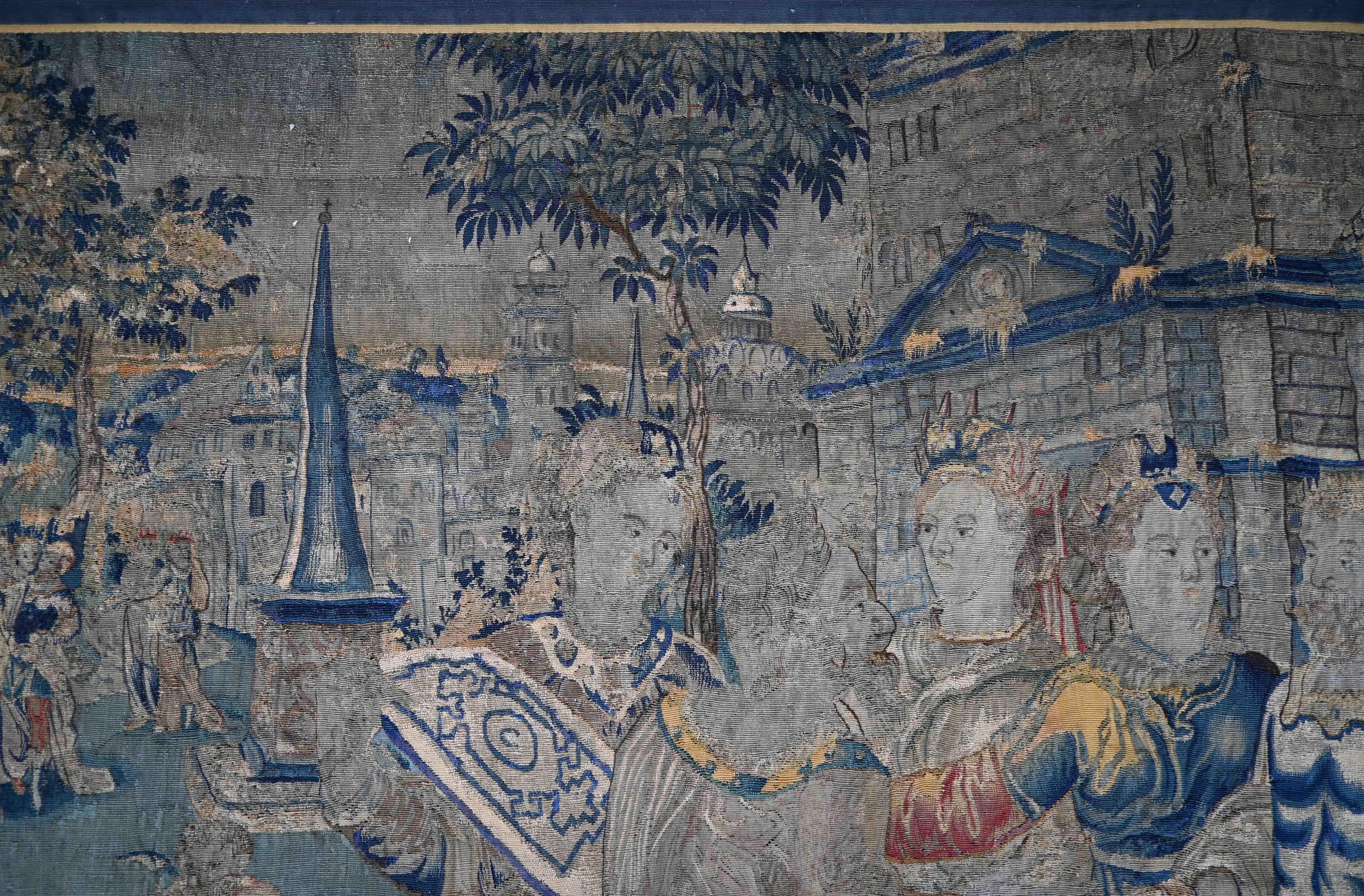 Hand-Woven The Foundation of Constantinople - Frencch Aubusson Tapestry 17th Cntury N 1381  For Sale