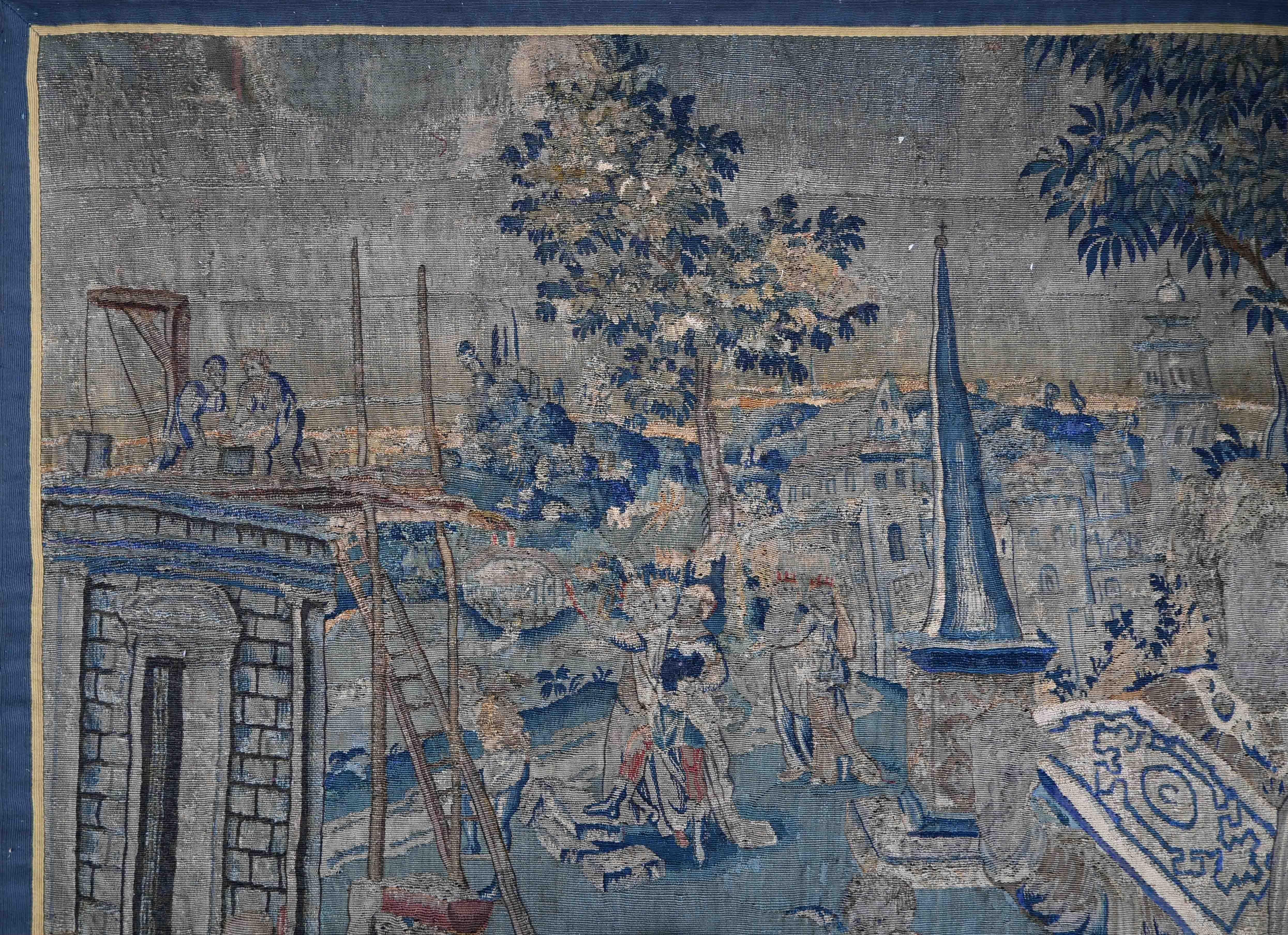Die Stiftung von Konstantinopel – Frencch Aubusson Wandteppich 17. Jahrhundert, Nr. 1381  im Zustand „Hervorragend“ im Angebot in Paris, FR