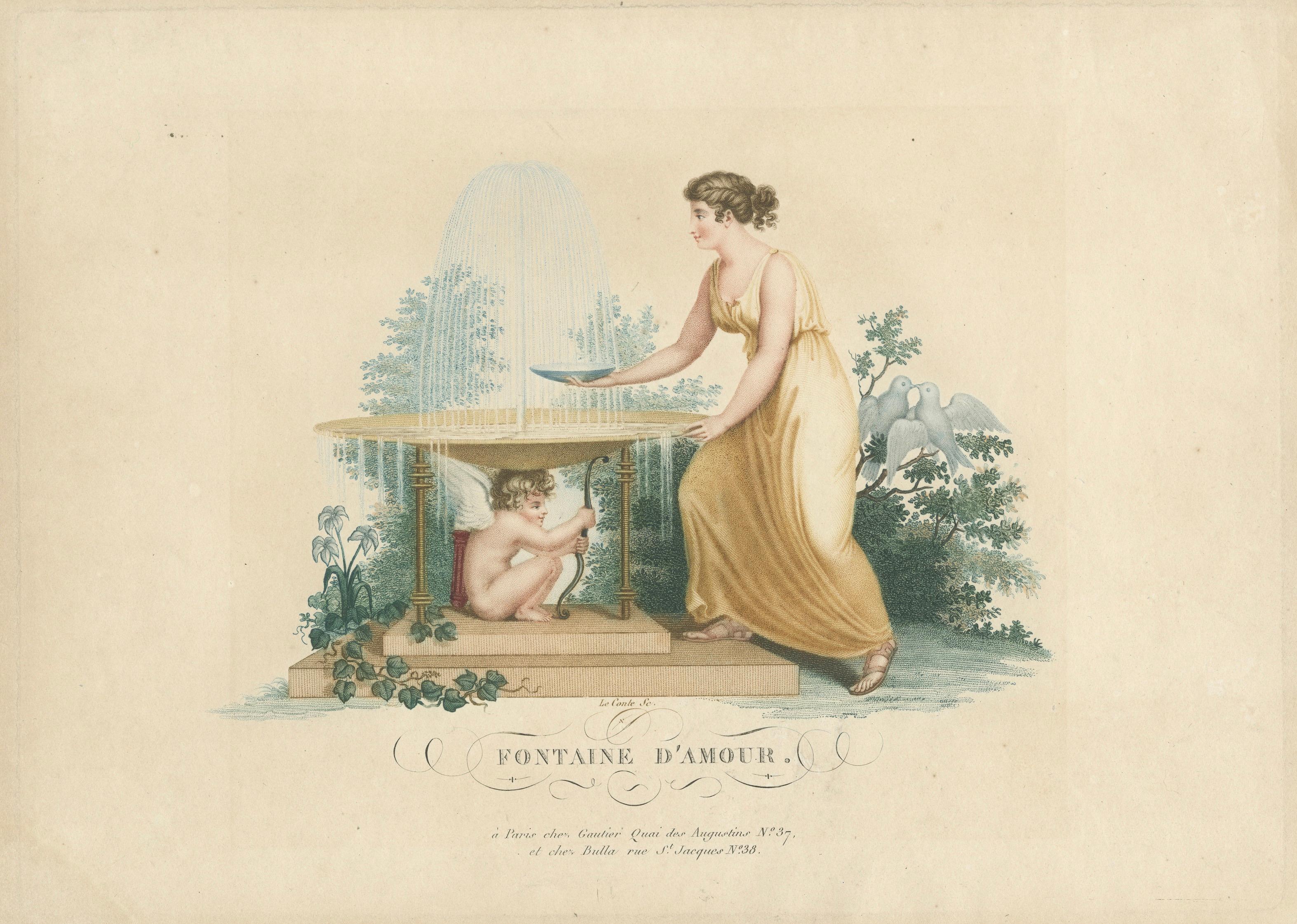 The Fountain of Love – Romantic Regency Stipple Engraving, Edward Orme, 1815