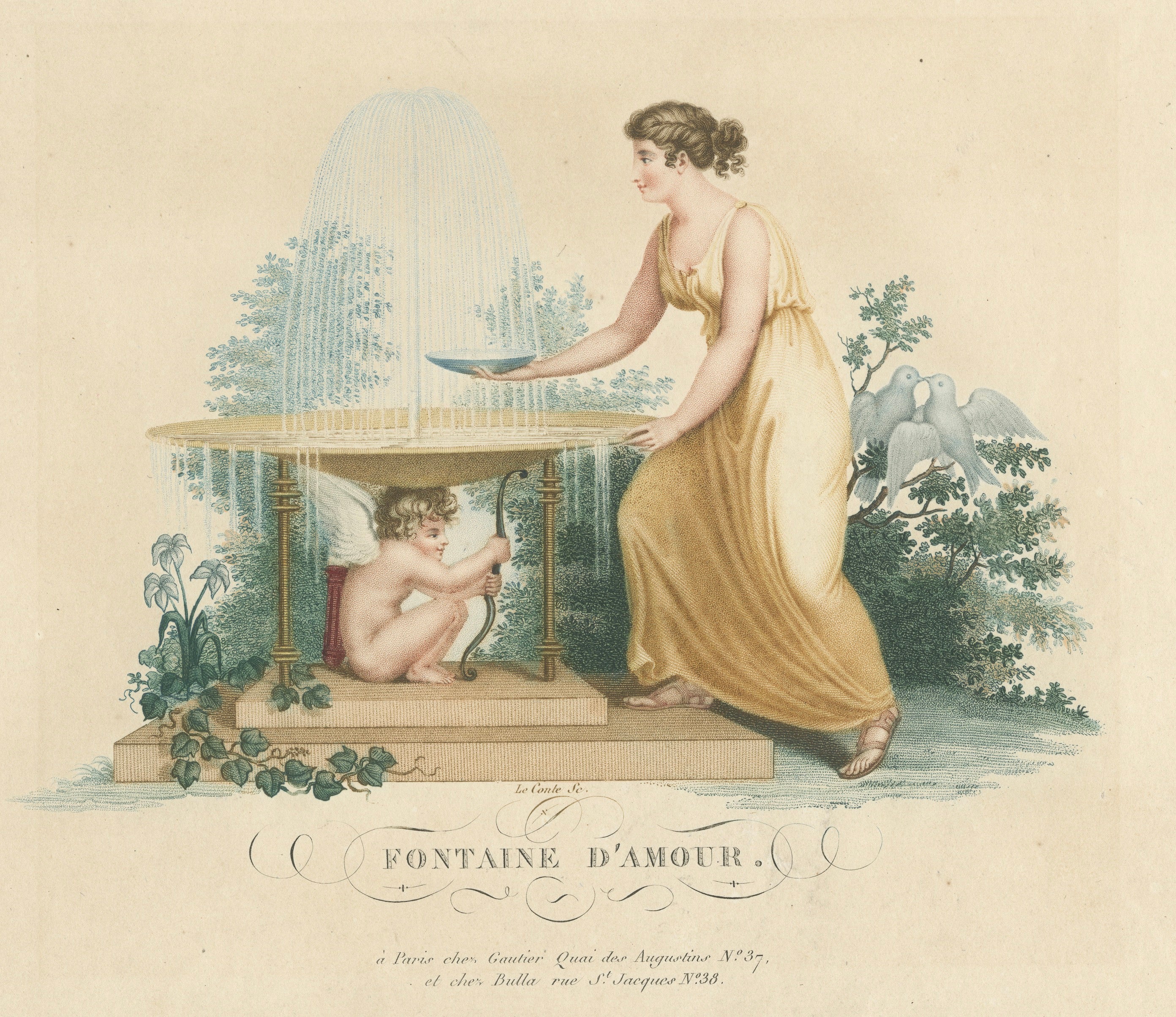 The Fountain of Love – Romantic Regency Stipple Engraving, Edward Orme, 1815 For Sale
