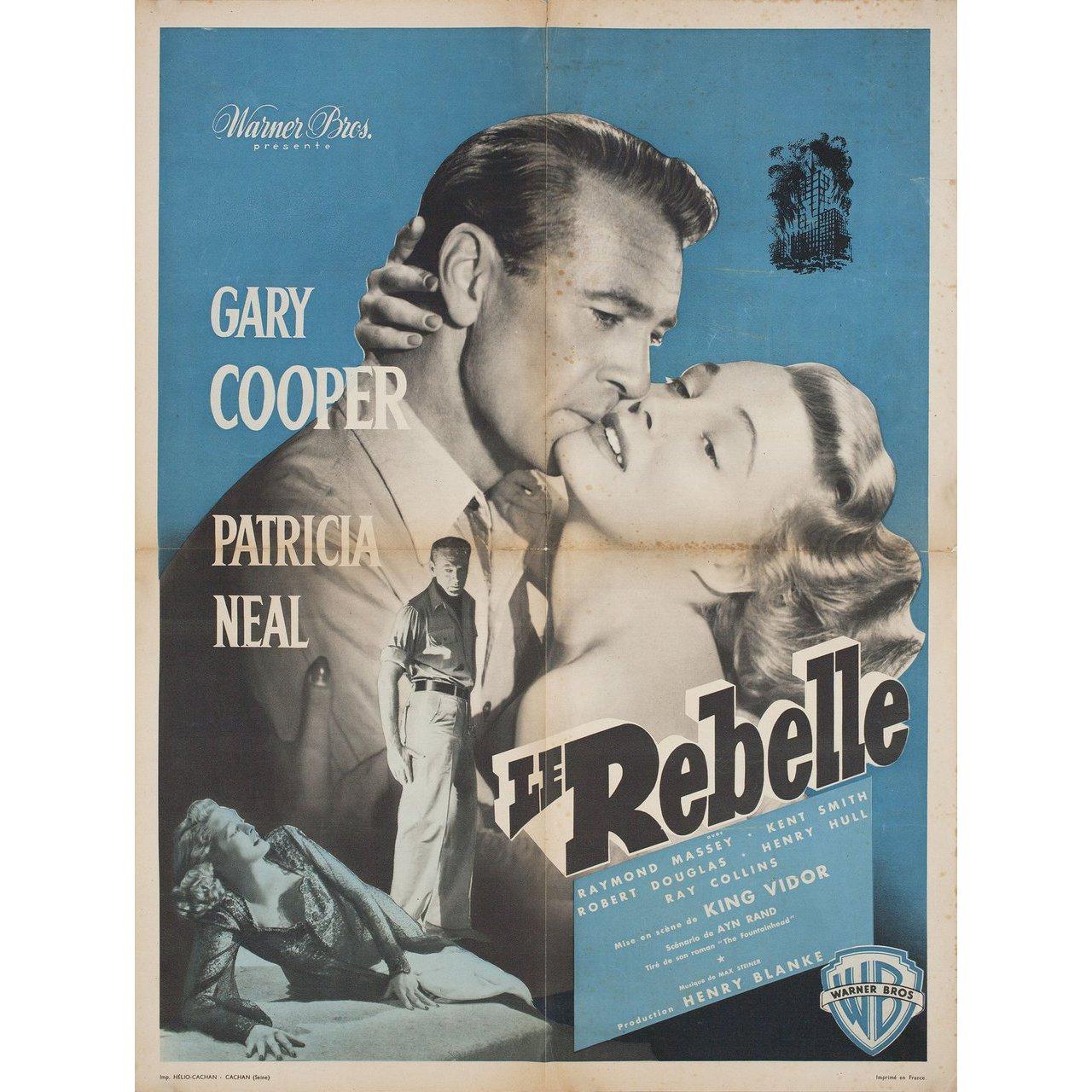 Original 1949 French moyenne poster for the film The Fountainhead directed by King Vidor with Gary Cooper / Patricia Neal / Raymond Massey / Kent Smith. Good-Very Good condition, folded. Many original posters were issued folded or were subsequently