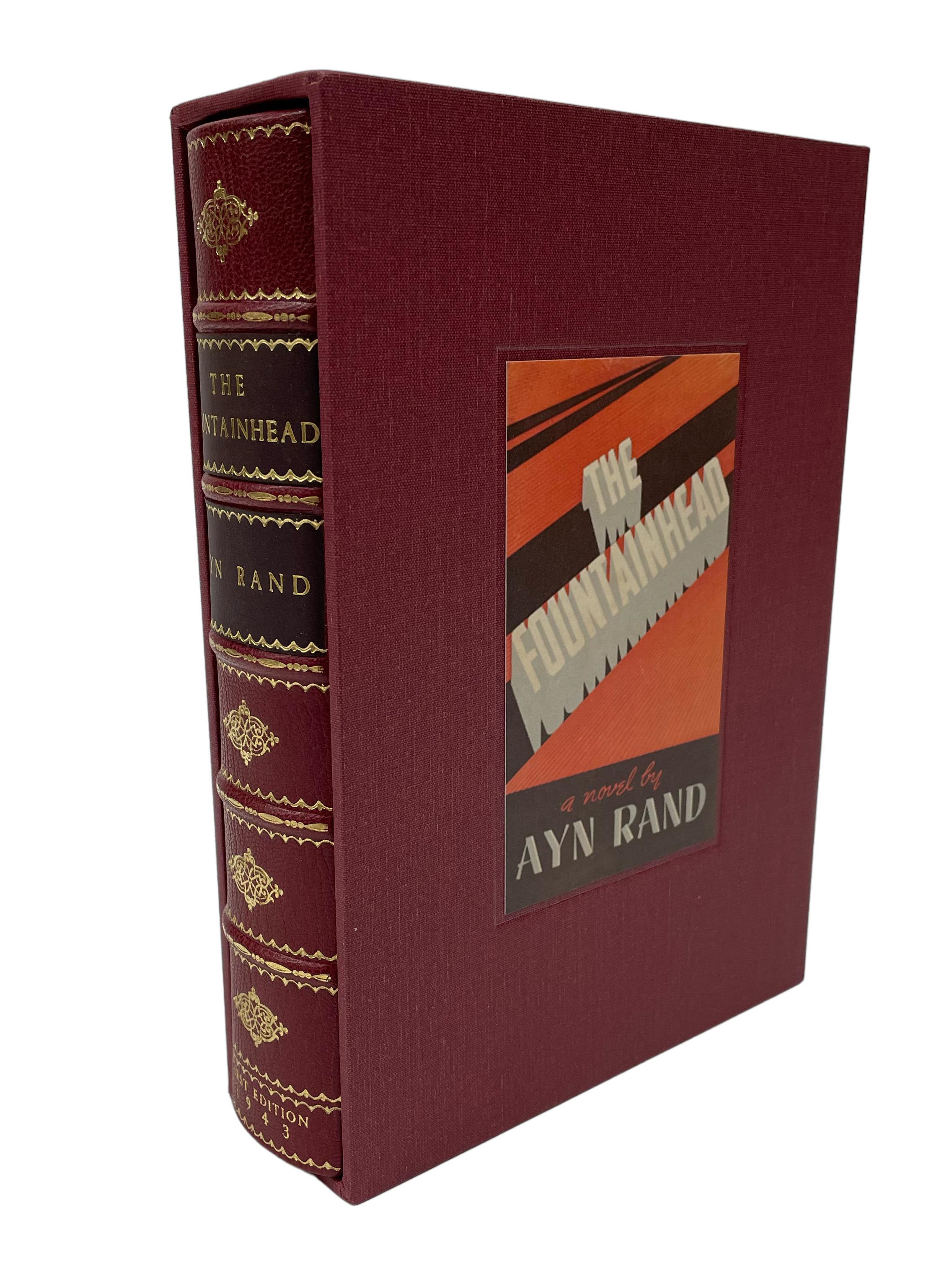 Rand, Ayn. The Fountainhead. Indianapolis: Bobbs-Merrill, 1943. First edition, first state. Octavo. Rebound in full Moroccan leather with Rand’s gilt stamped facsimile signature on the front board, gilt titles and stamps to the spine, and a new