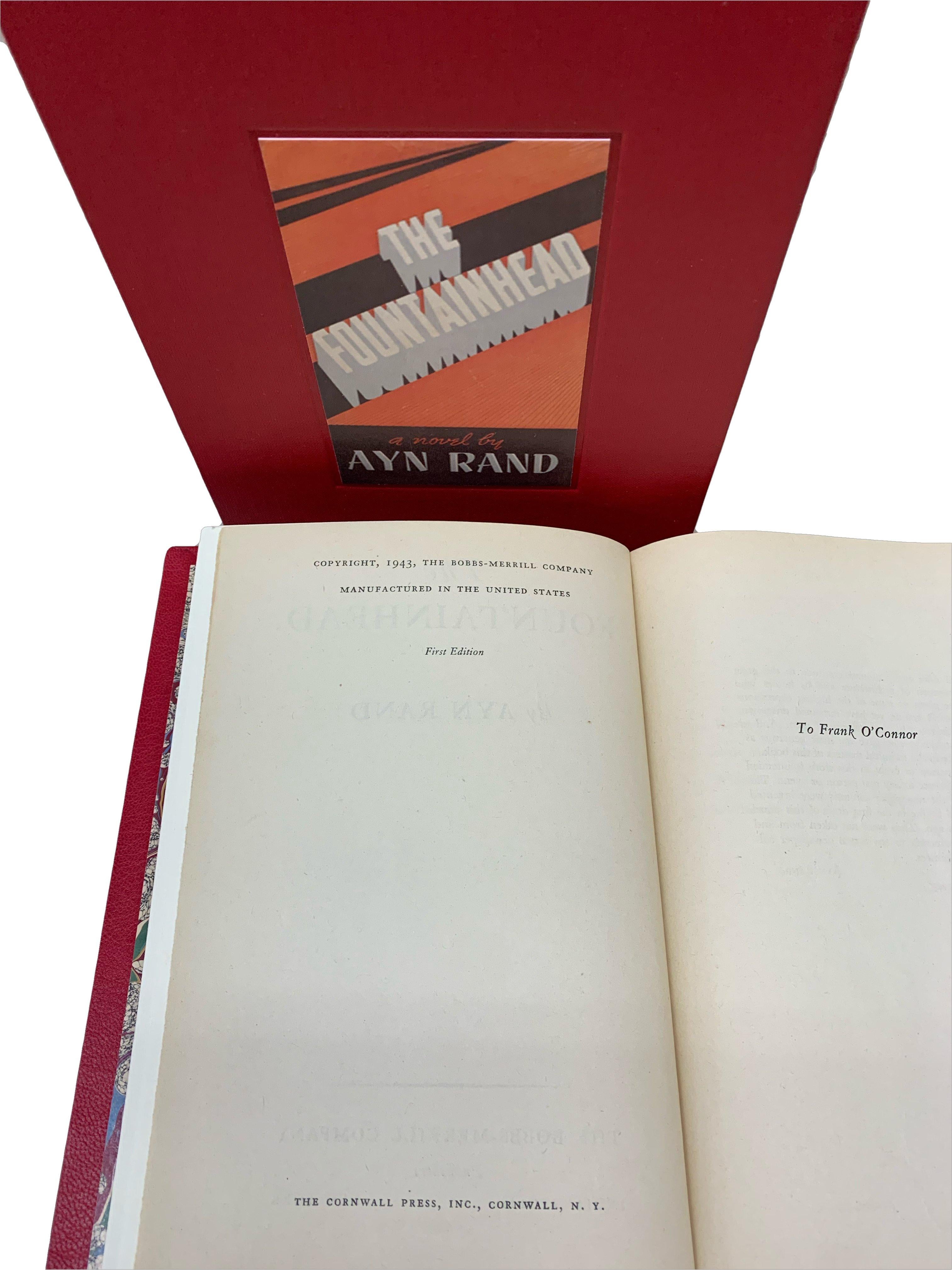 Rand, Ayn. The Fountainhead. Indianapolis: Bobbs-Merrill, 1943. First edition, first state. Octavo. Rebound in full red Moroccan leather with Rand's facsimile signature gilt embossed on front. Raised bands, gilt stamps, and titles to spine. With a