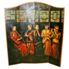 The Four Flute Players Screen/ Room Divider