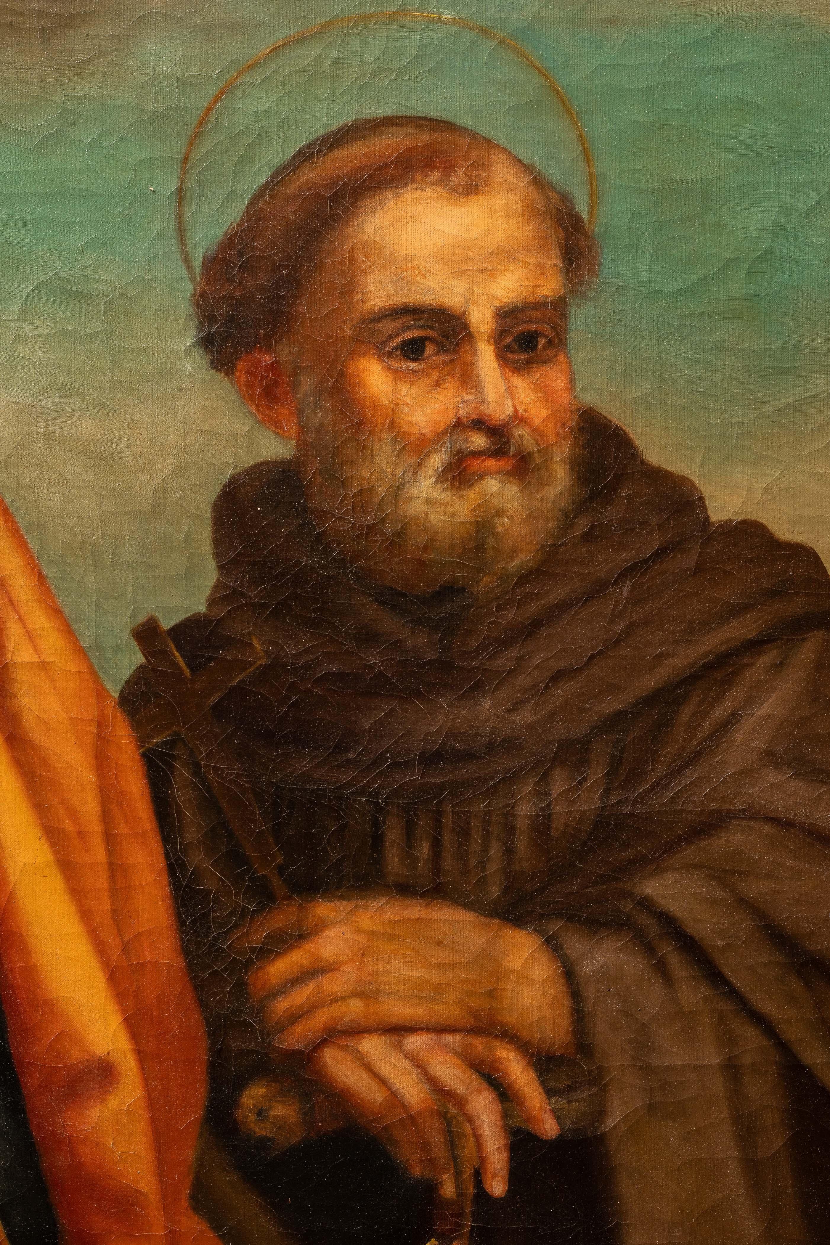 The Four Saints   Frühes 20. Jahrhundert Öl auf Leinwand Kloster Gemälde (amerikanisch) im Angebot