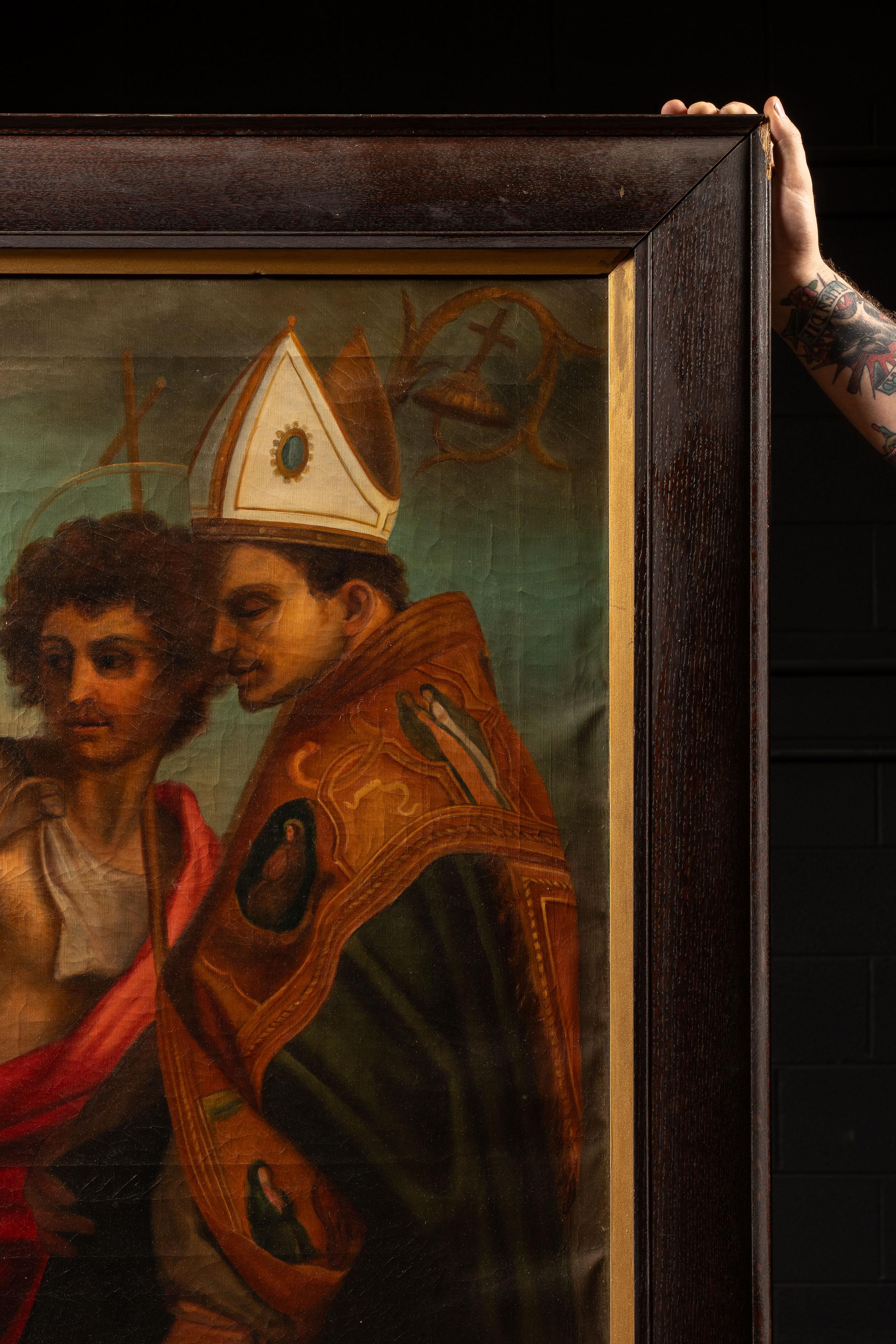 The Four Saints   Frühes 20. Jahrhundert Öl auf Leinwand Kloster Gemälde im Angebot 1