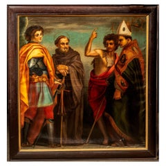 The Four Saints   Early 20th Century Oil On Canvas Convent Painting