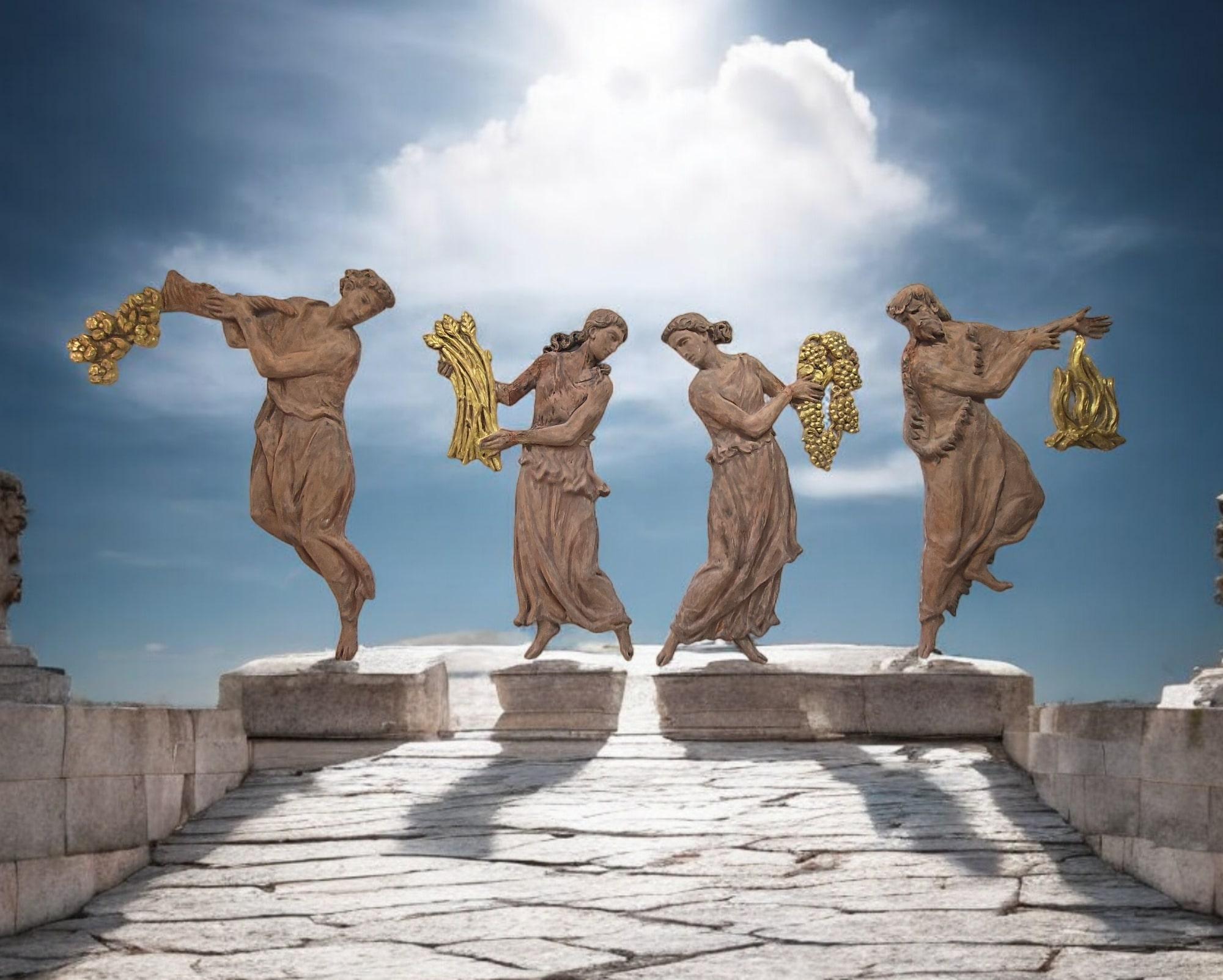 The Four Seasons – 19th Century Terracotta Figures GERMAN 170 CM For Sale 10