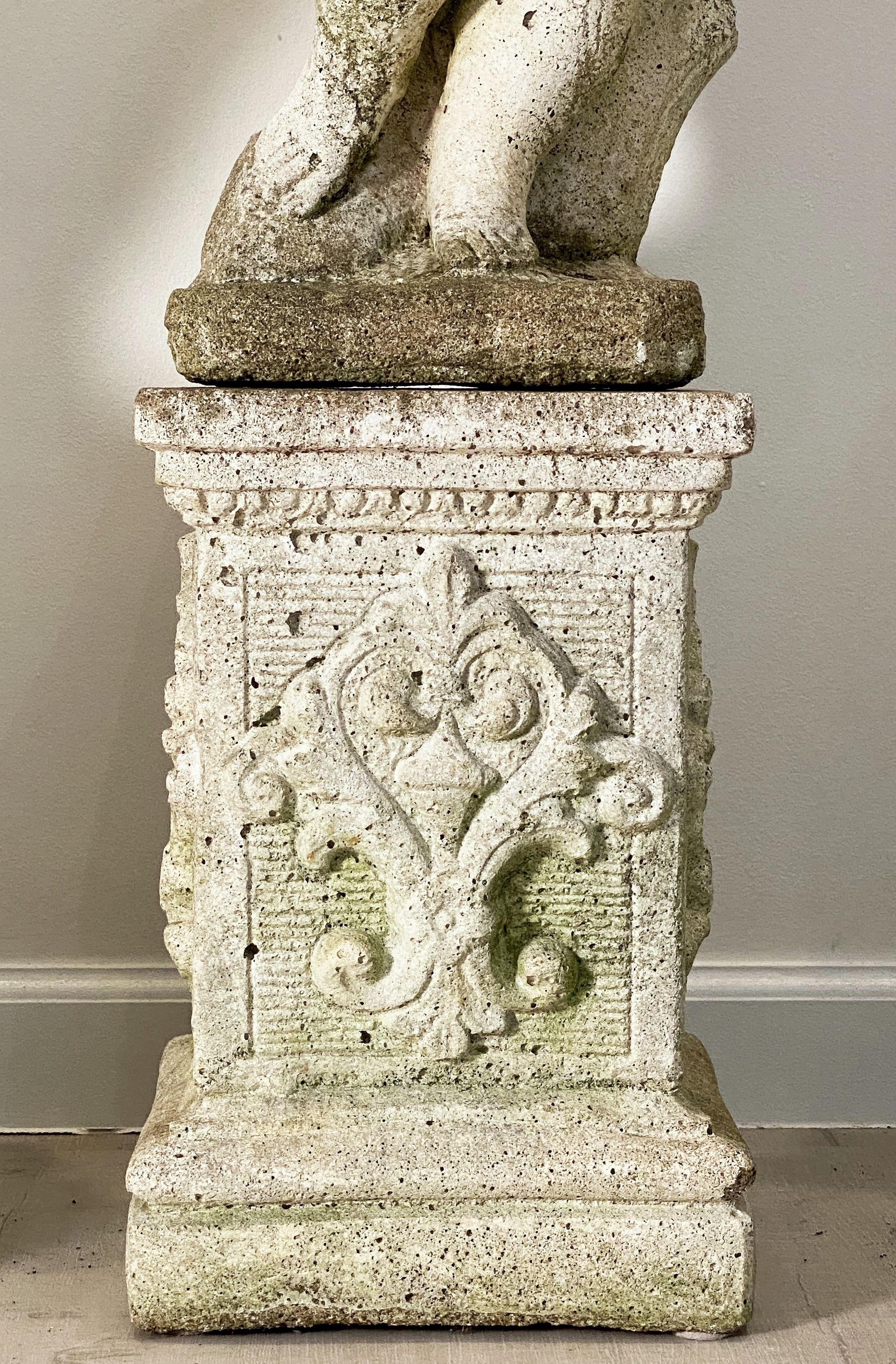 The Four Seasons Cherub Statues on Pedestals, Garden Stone Statuary 2