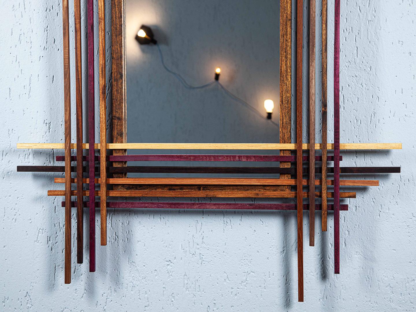 Modern The Fragments Mirror. Brazilian solid wood Design by Amilcar Oliveira For Sale
