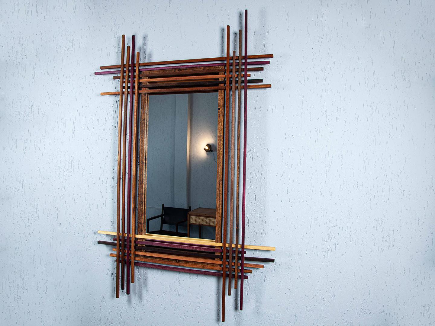 Contemporary The Fragments Mirror. Brazilian solid wood Design by Amilcar Oliveira For Sale