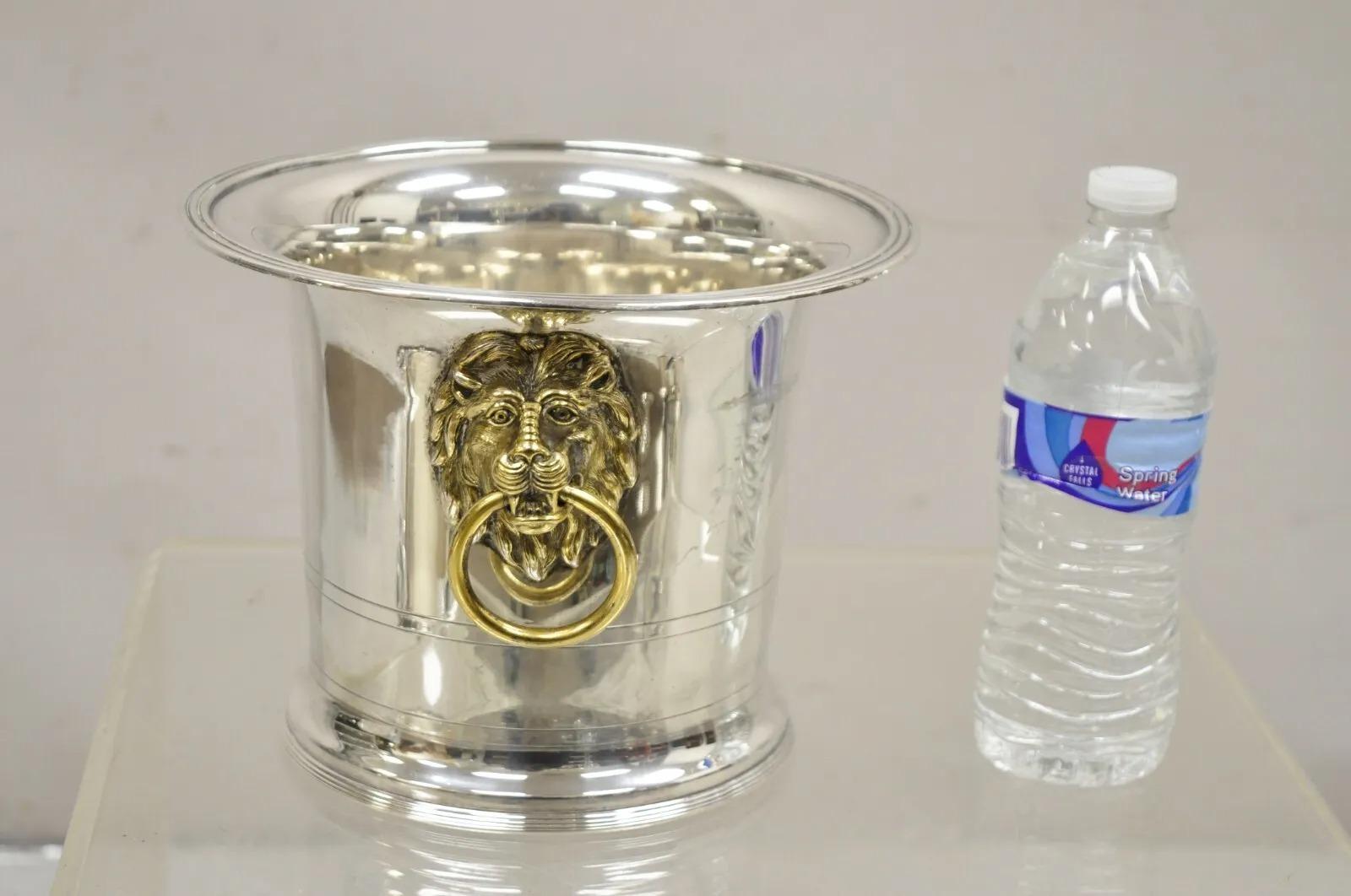 The Franklin Mint 1986 Silver Plated Fluted Champagne Chiller Lion Ice Bucket For Sale 5