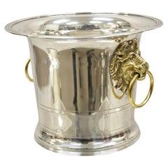 Retro The Franklin Mint 1986 Silver Plated Fluted Champagne Chiller Lion Ice Bucket