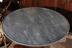 French Empire Walnut Gueridon with Grey Marble Top, Early 19th Century