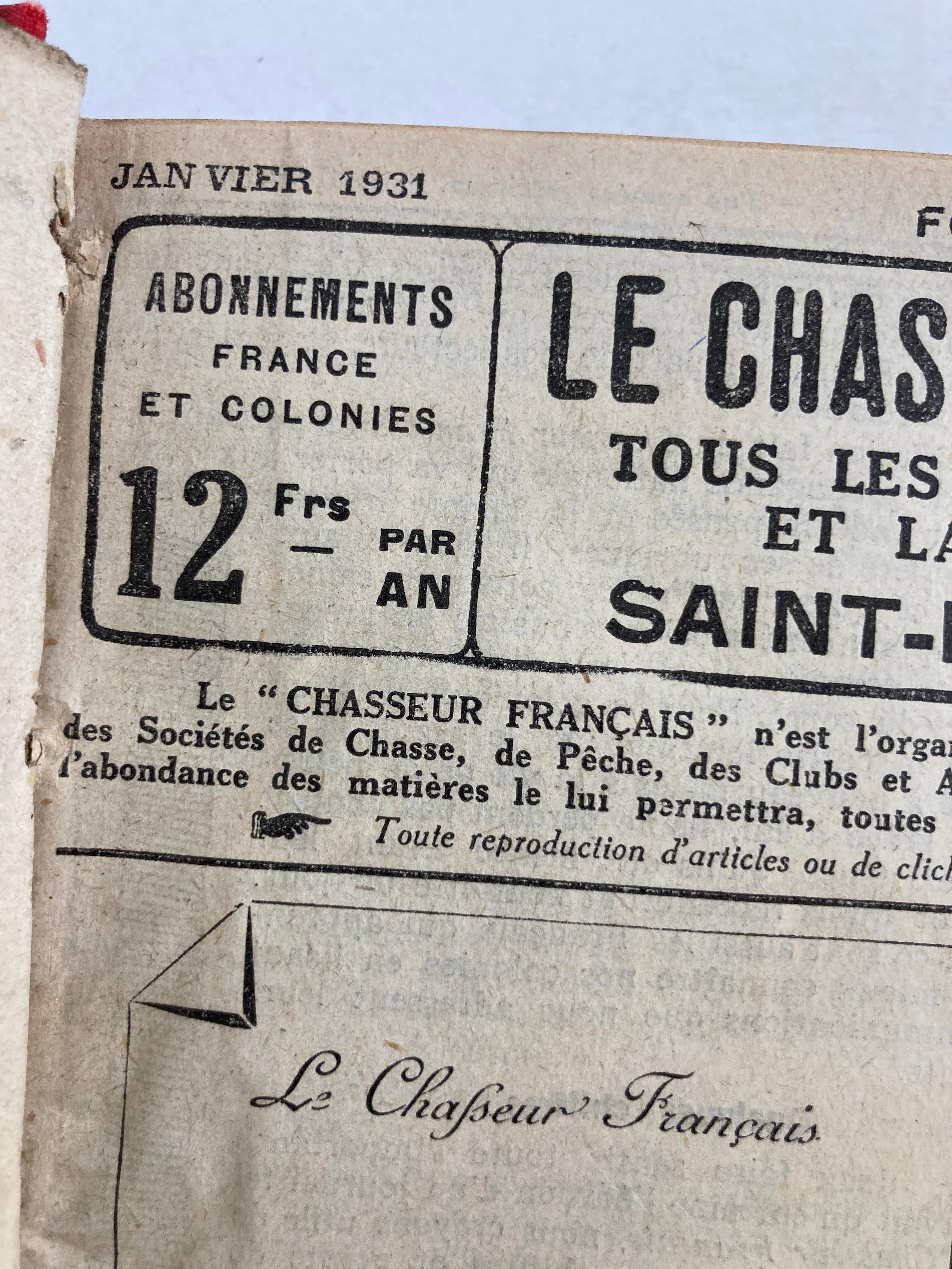 L'année du chasseur français, 1931 Le Chasseur Français, Cuisine du magazine français en vente 5